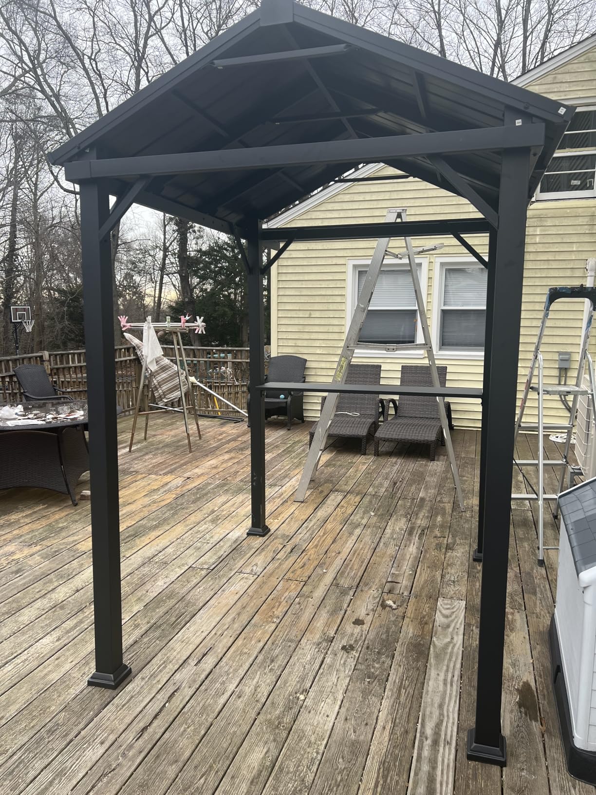 Grill Gazebo 6' x 8' with Galvanized Steel Roof and Pergola Extension, BBQ Gazebo with UV Blocking & Waterproof Design, Grill Canopy with Shelves, Rust-Resistant, 4-Season Use customer photo 1