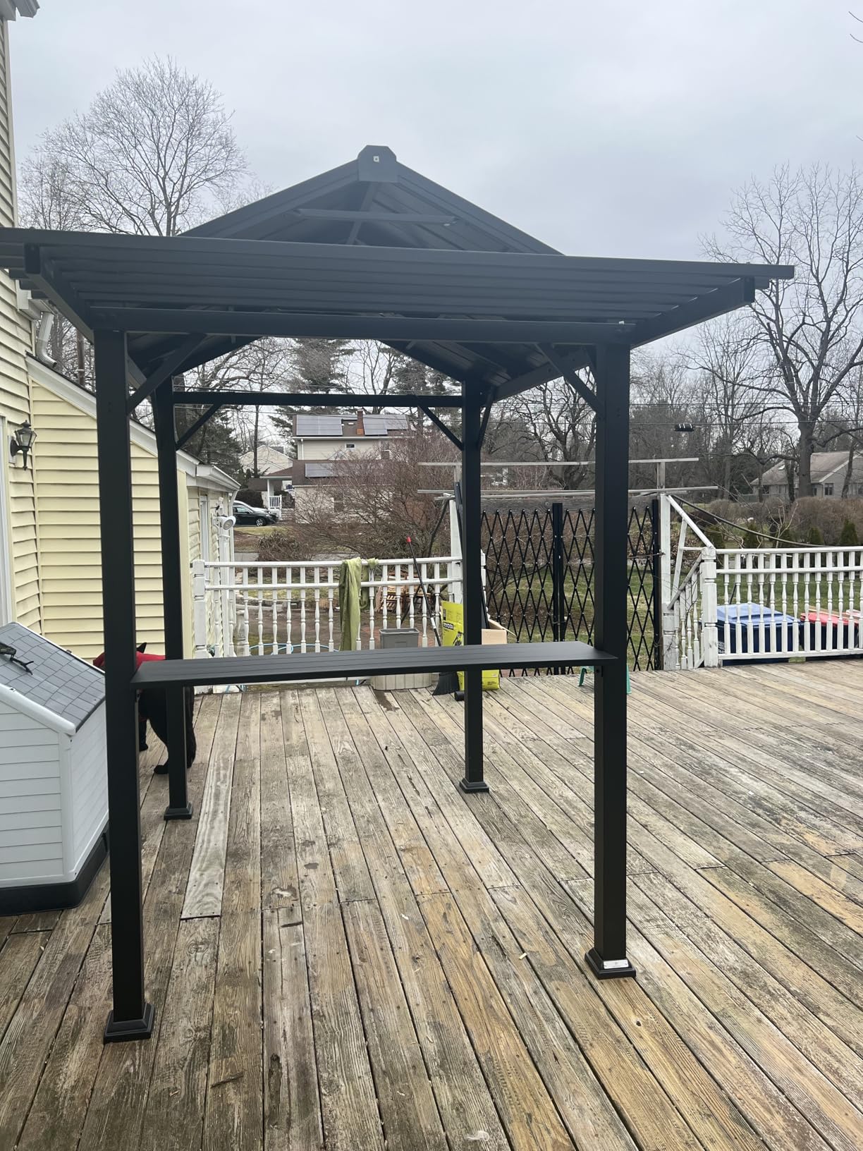 Grill Gazebo 6' x 8' with Galvanized Steel Roof and Pergola Extension, BBQ Gazebo with UV Blocking & Waterproof Design, Grill Canopy with Shelves, Rust-Resistant, 4-Season Use customer photo 2