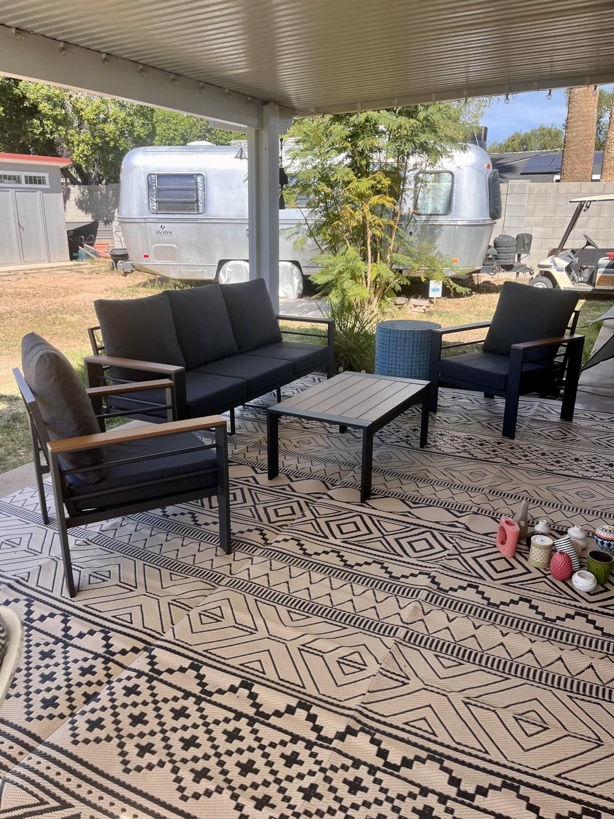 Aoxun Aluminum Outdoor Patio Furniture Set, 8-piece Outdoor Sectional with 44'' Propane Gas Firepit Table, Patio Conversation Sets with Upgraded Armrests and Cushions for Backyard, Garden and Poolside customer photo 2