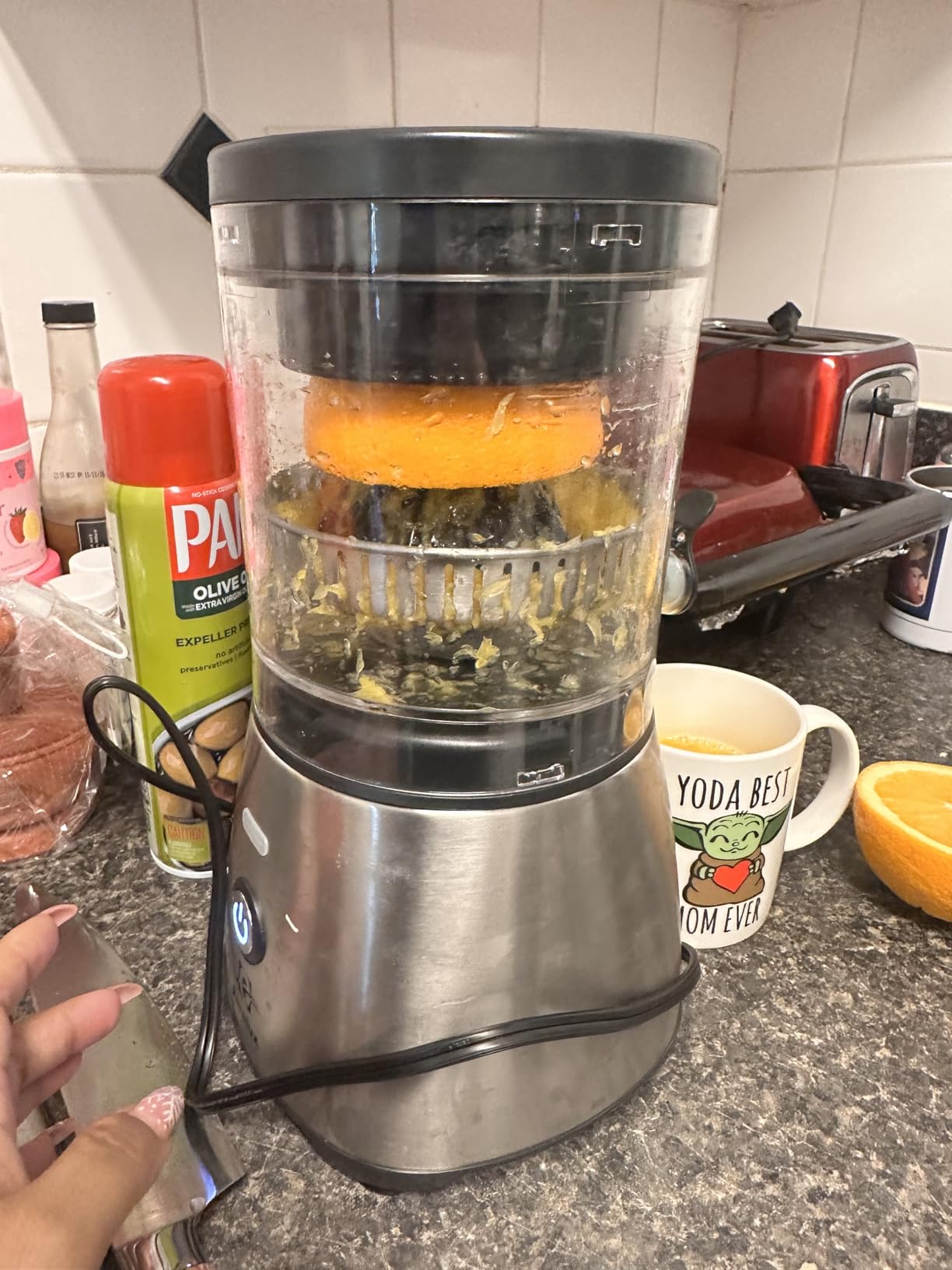 Eurolux Electric Citrus Juicer Stainless Steel | Premium Hands-Free One-Touch Orange Juice Squeezer for Oranges, Lemons, and Limes | Quiet Operation, Easy to Clean, Countertop Small Kitchen Appliance customer photo 2