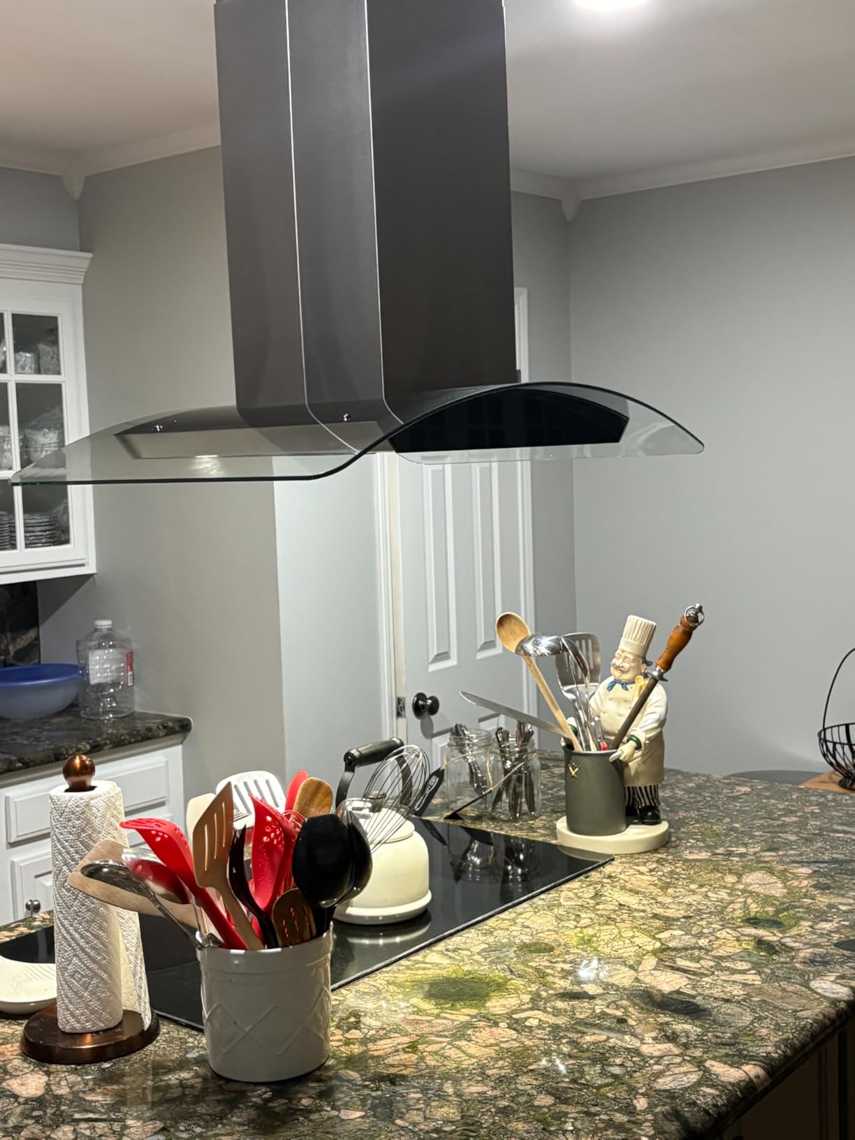 BRANO 36 Inch Island Range Hood, 900 CFM Voice/Gesture/Touch Control Ceiling Vent Hood with 4 Speed Exhaust Fan, 4 LED Lights, Memory Mode, Ducted/Ductless Convertible with 2 Charcoal Filter customer photo 2