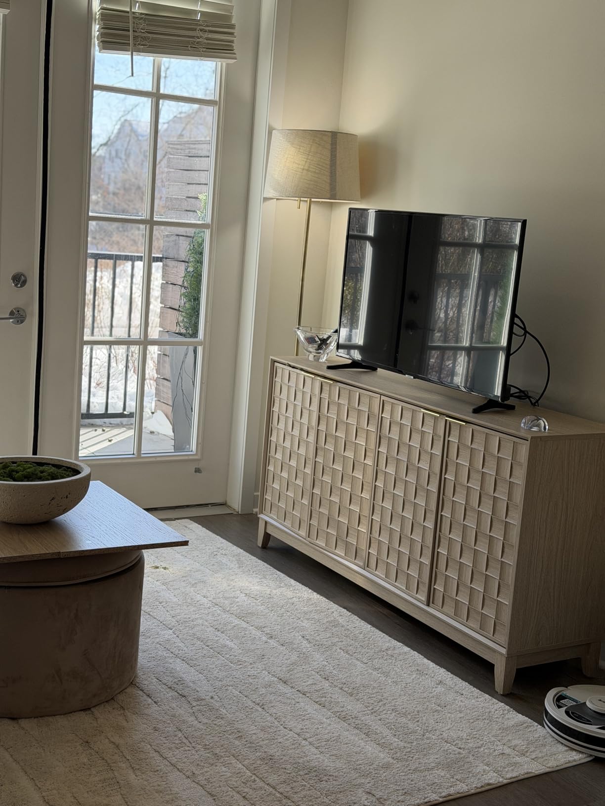 COLAMY Fluted Sideboard Cabinet with Storage - Solid Wood Buffet for Dining Room, Credenza Console with Adjustable Shelves, Walnut Finish, Mid Century Modern Style,Oak White customer photo 2