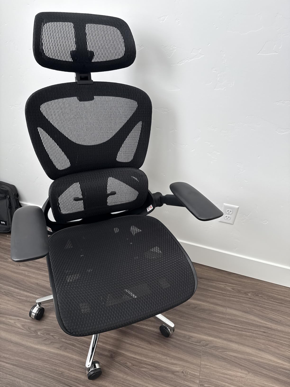 CAPOT Ergonomic Mesh Office Chair, Adjustable Lumbar High Back Desk Chair 400lbs, 4D Flip-up Arms, 3 Tilt Backrest, 3D Headrest, PU Wheels, Swivel Rolling Computer Chair for Long Desk Work - Black customer photo 2