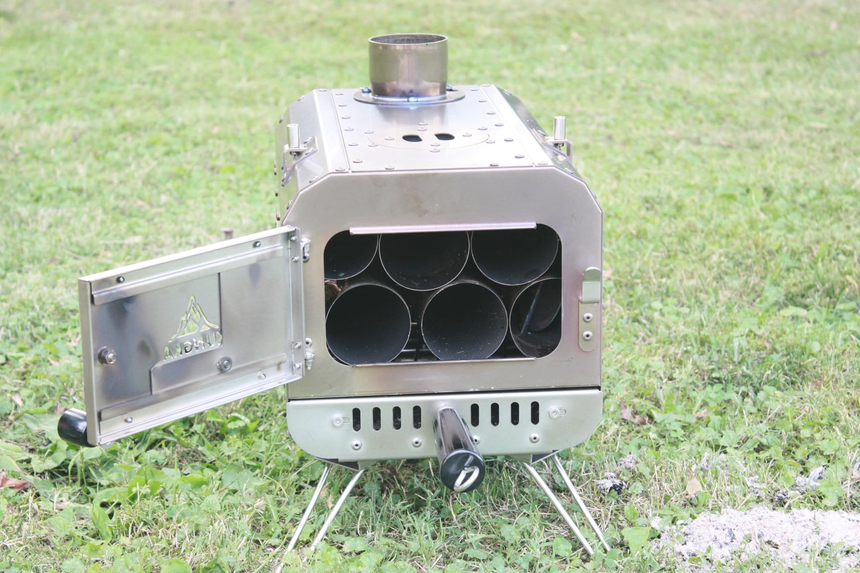 Tent Stove, 7.3ft height Portable Wood Burning Stove, Small Stainless Steel Hot Tent Stove with 6 Chimney Pipes for Outdoor Heating, Cooking, Hunting & Ice Fishing customer photo 2