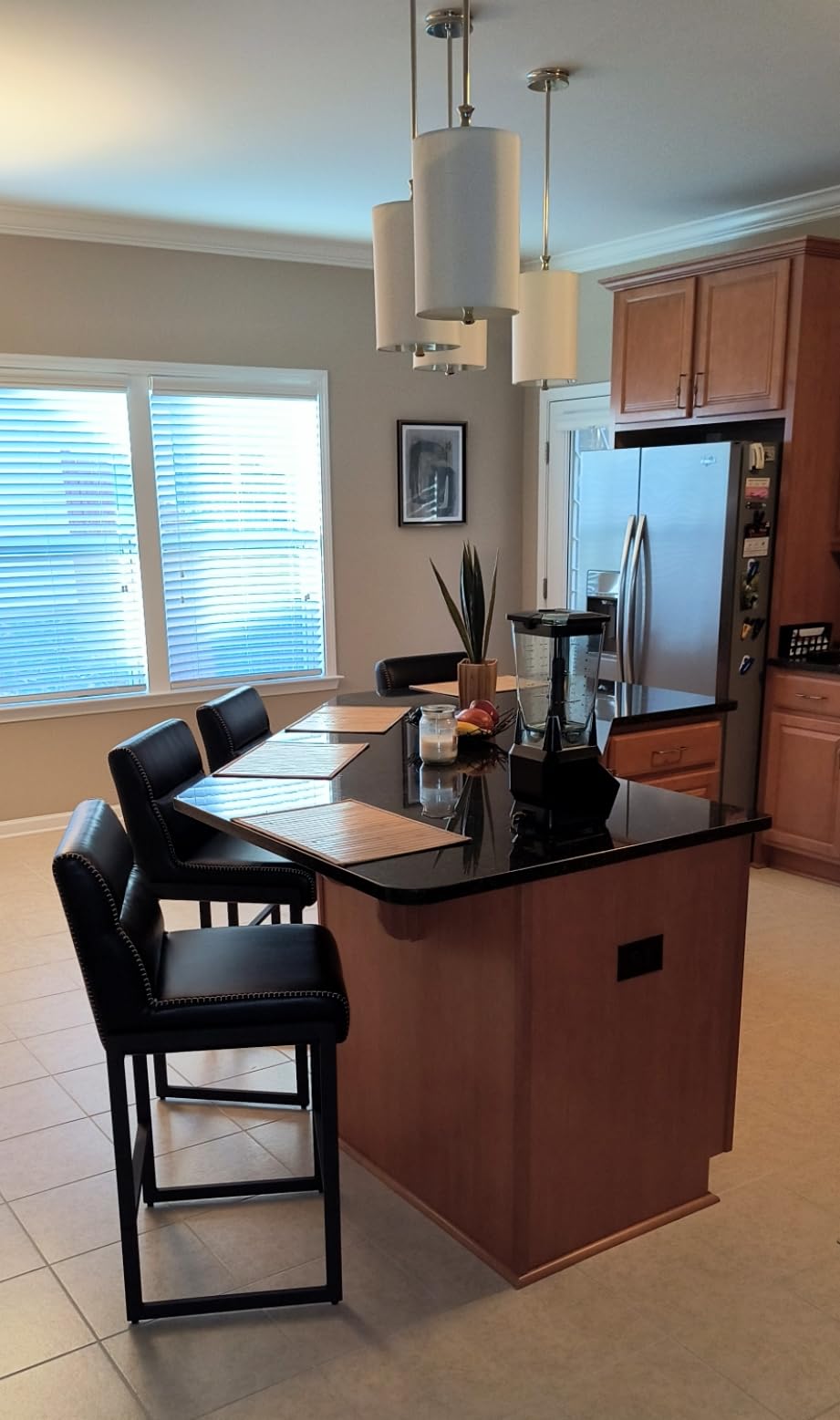 VASAGLE EKHO Collection - Bar Stools Set of 2, Counter Height Stools with Backs, 26.4-Inch Barstools Chairs, Synthetic Leather with Stitching, Mid-Century Modern, Dining Kitchen Island, Caramel Brown customer photo 1