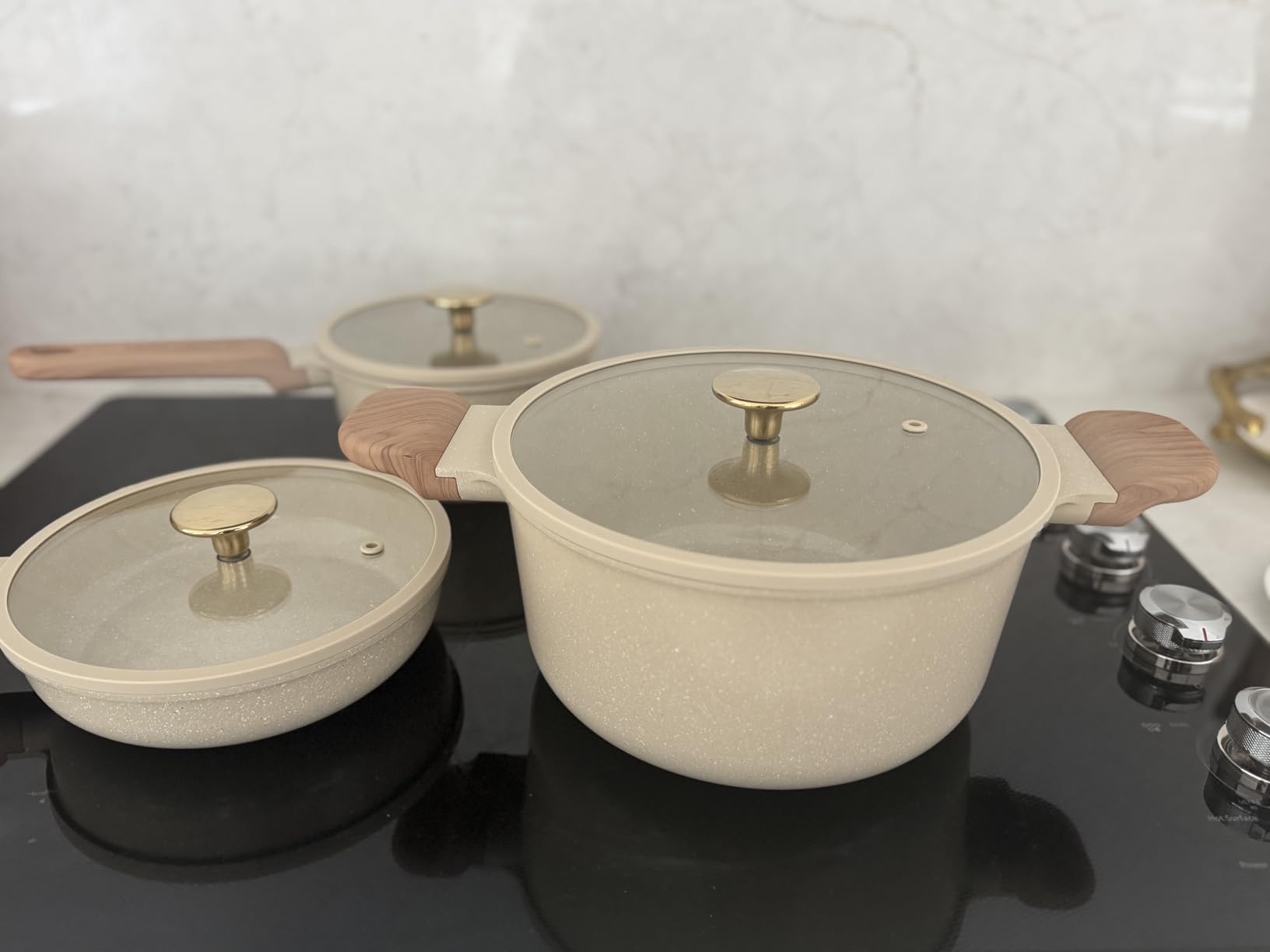 CAROTE 14Pcs Pots and Pans Set Non stick, Ceramic Cookware Set, Non-toxic Kitchen Cooking Set, PFAS and PFOA Free customer photo 2