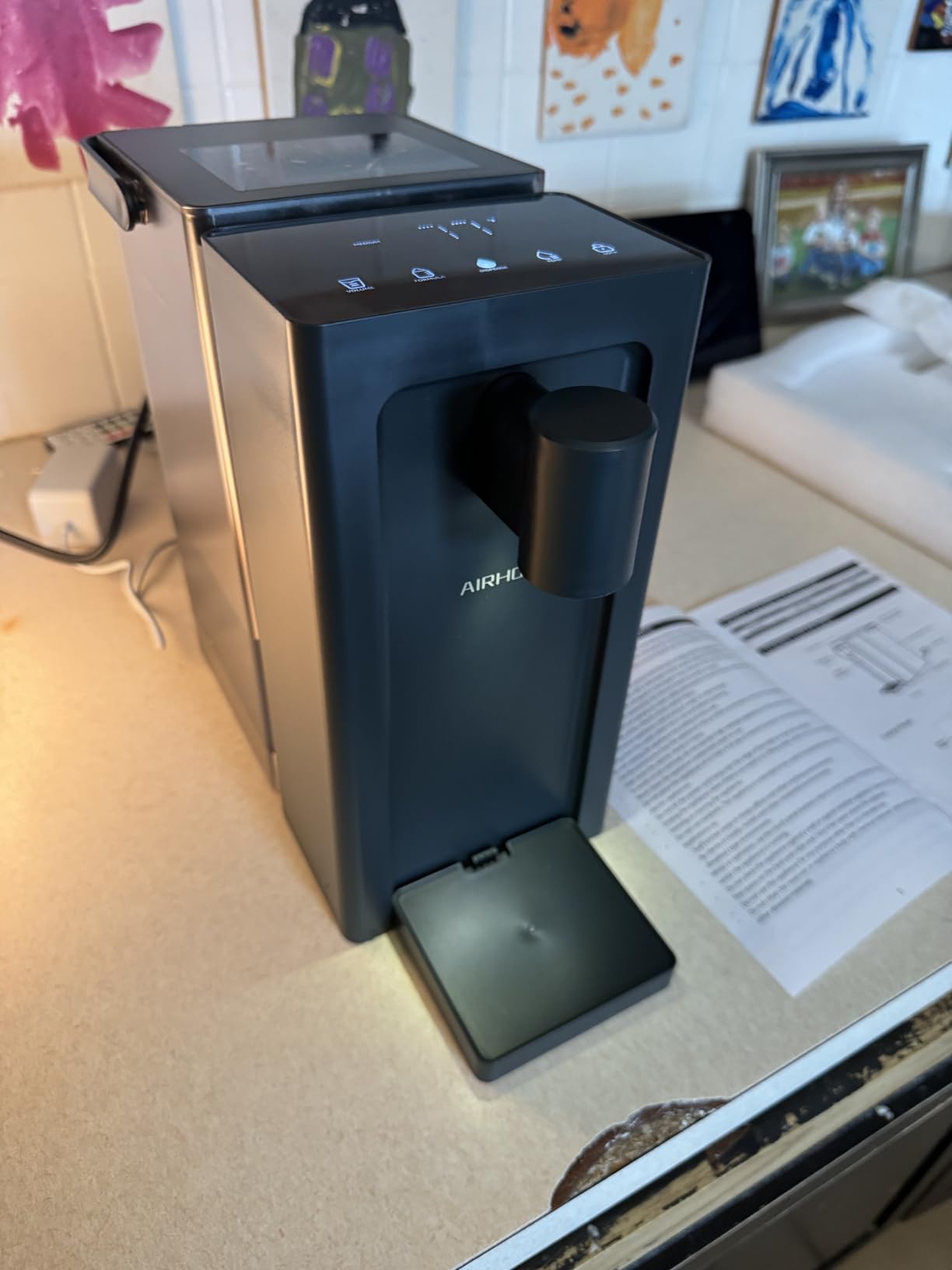 AIRHOP Instant Hot Water Dispenser, Quick Heating Countertop Water Dispenser with Child Locks, Adjustable 5 Temp 3 Water Volume Dispense, 100OZ 3L Removable Tank, Ideal for Home Office Kitchen, Black customer photo 2