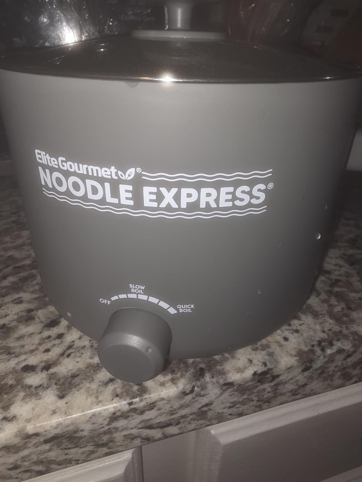Elite Gourmet NOODLE EXPRESS™ Hot Pot, Prepare Ramen, Rice, Soups, Stews, Boil Water, Stainless-Steel Interior, Glass Lid, High/Low/Off Settings, Grey customer photo 1