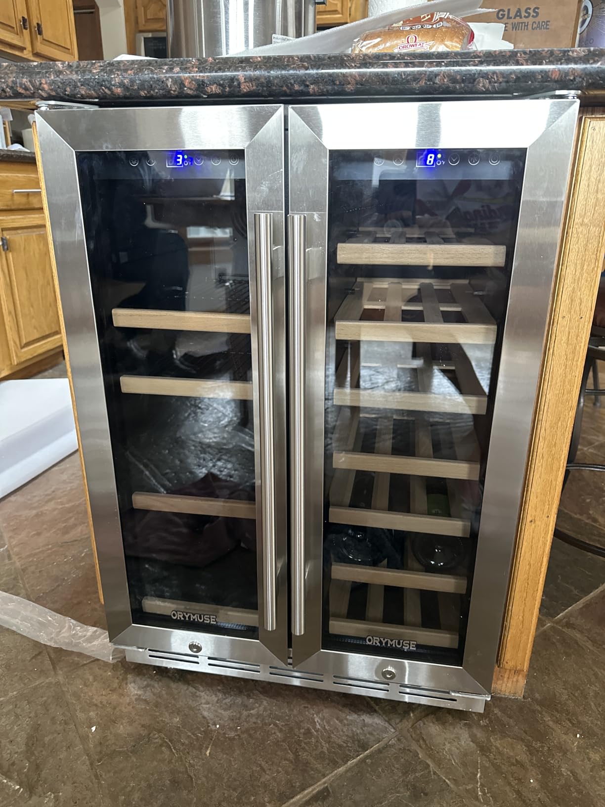 ORYMUS 15 Inch Beverage Refrigerator, 130 Cans Drink Fridge with Glass Door & Lock, Under Counter or Freestanding Beverage Cooler for Soda, Beer & Water, Upgraded Quiet Compressor, Memory Temp, Black customer photo 2