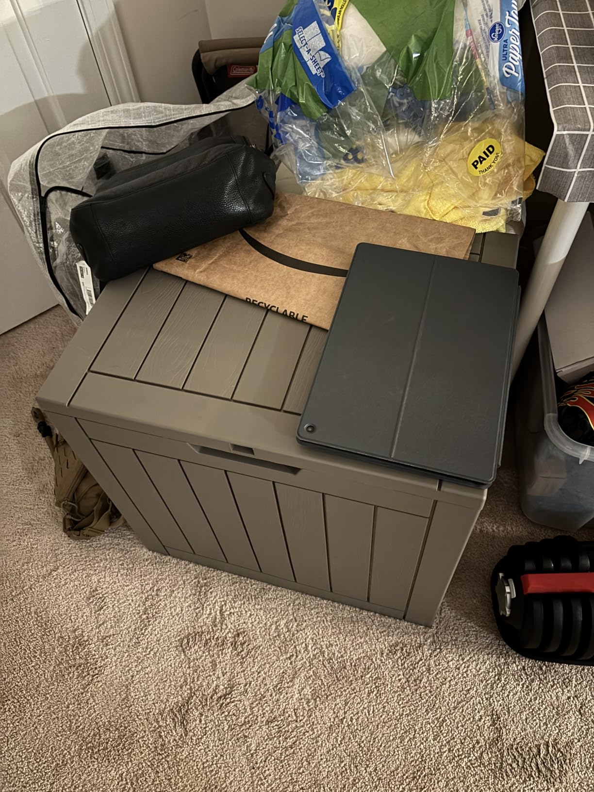 150 Gallon Lockable Resin Outdoor Storage Box, Waterproof & Weather Resistant Deck Box for Patio Cushion, Garden Tools & Pool Accessories, Grey customer photo 2