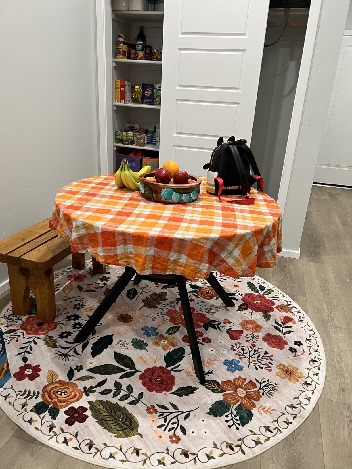 42 Inch Round Dining Table for 2-4, Farmhouse Round Kitchen Table with Storage Shelf, Pedestal Dining Table, Wood Top & Metal Base, Small Space Table for Apartment, Dining Room customer photo 1