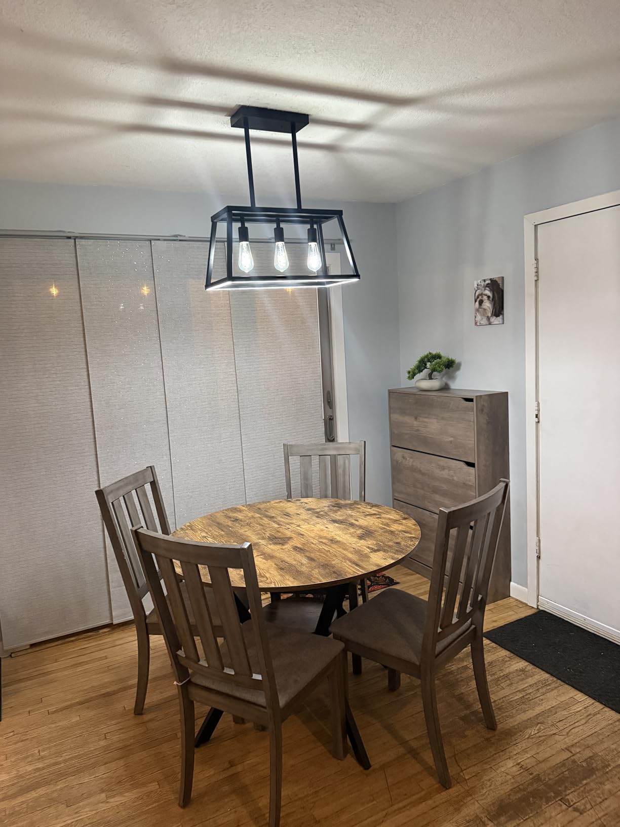 42 Inch Round Dining Table for 2-4, Farmhouse Round Kitchen Table with Storage Shelf, Pedestal Dining Table, Wood Top & Metal Base, Small Space Table for Apartment, Dining Room customer photo 2