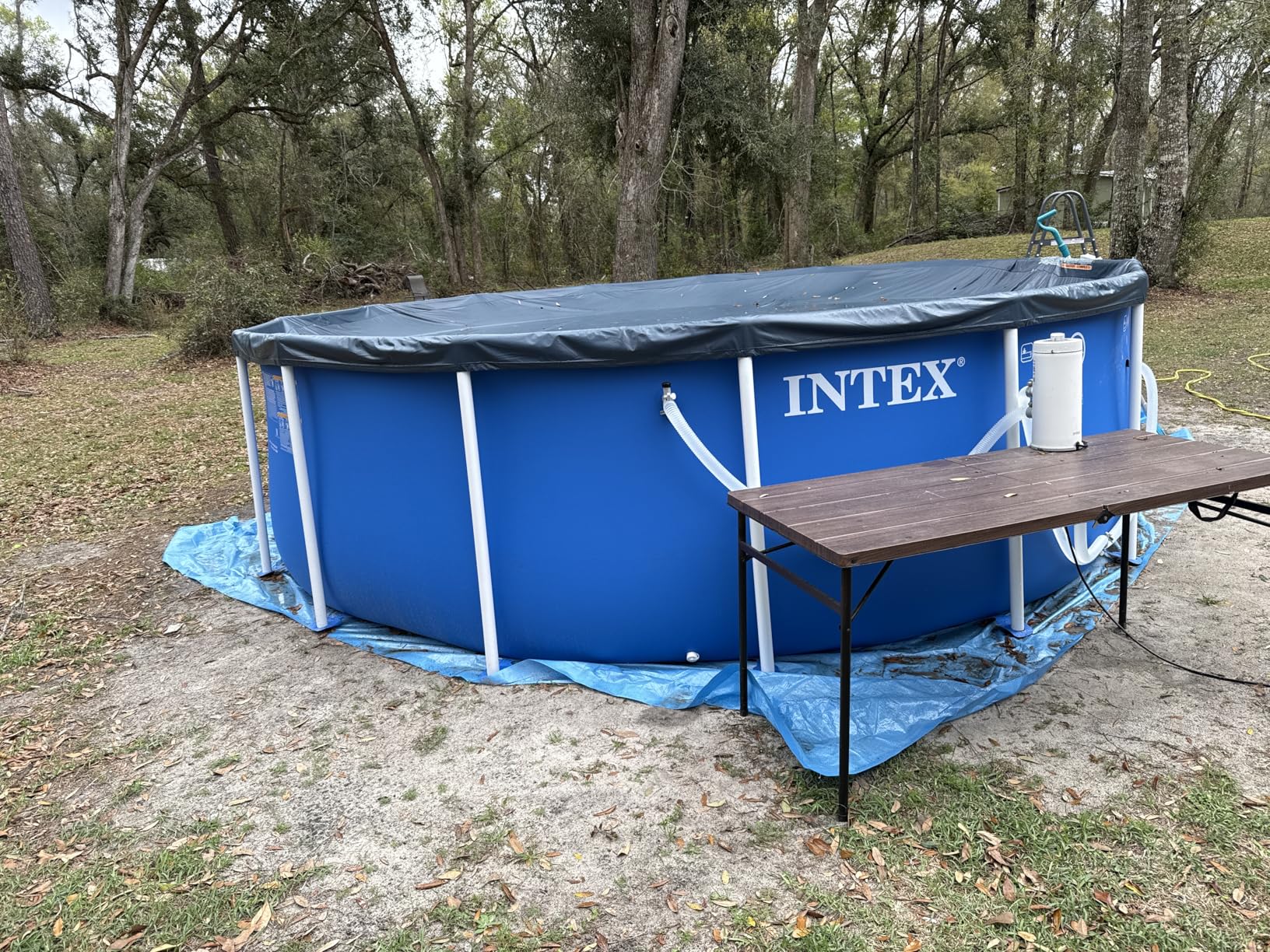 INTEX Metal Frame 10 ft x 30 in Above Ground Pool Set, Round Swimming Pool with Steel Frame, 330 GPH Cartridge Filter Pump, and Type H Filter Cartridge customer photo 2