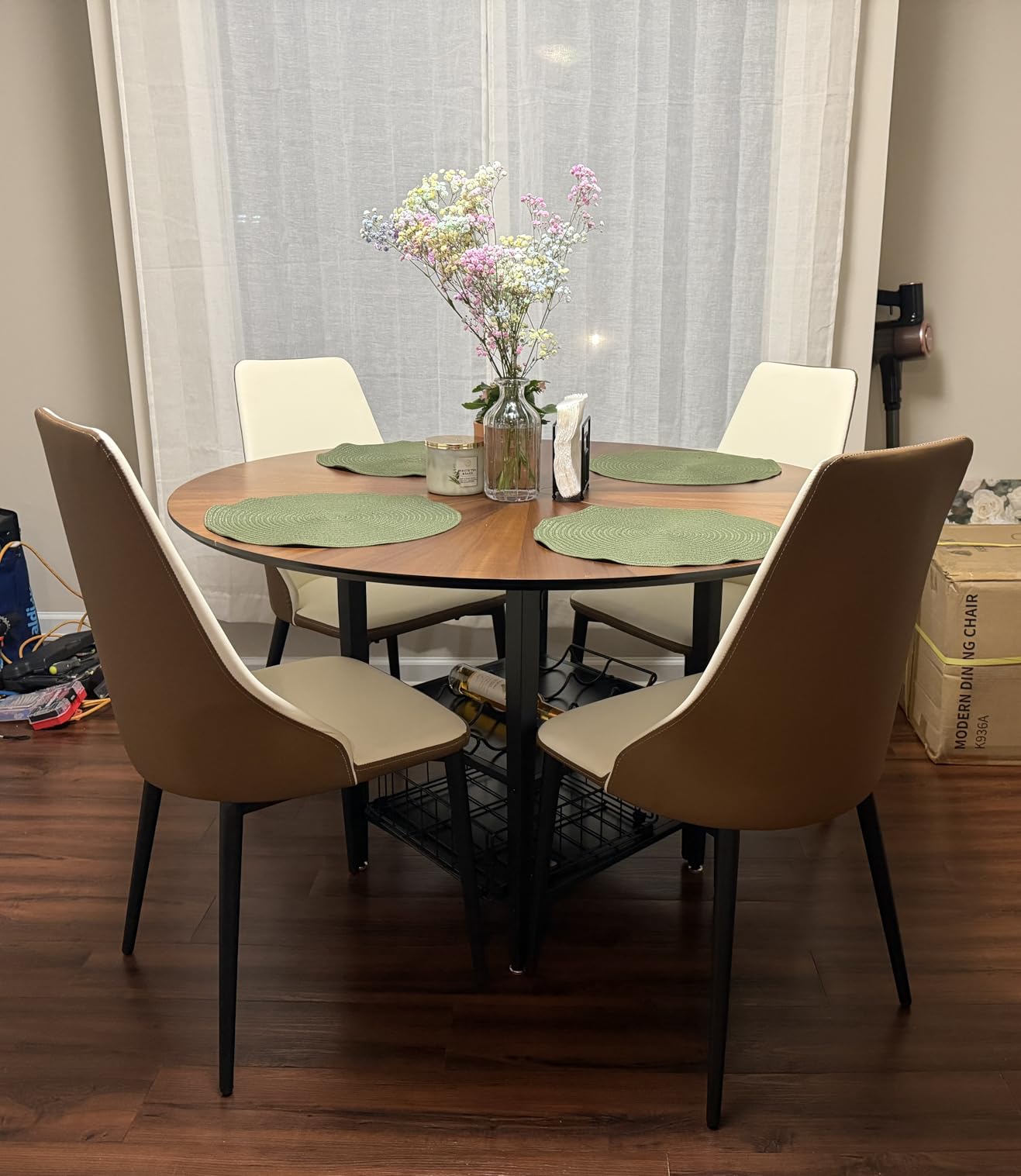 VFK Corner Dining Table Set with Storage Bench, 51