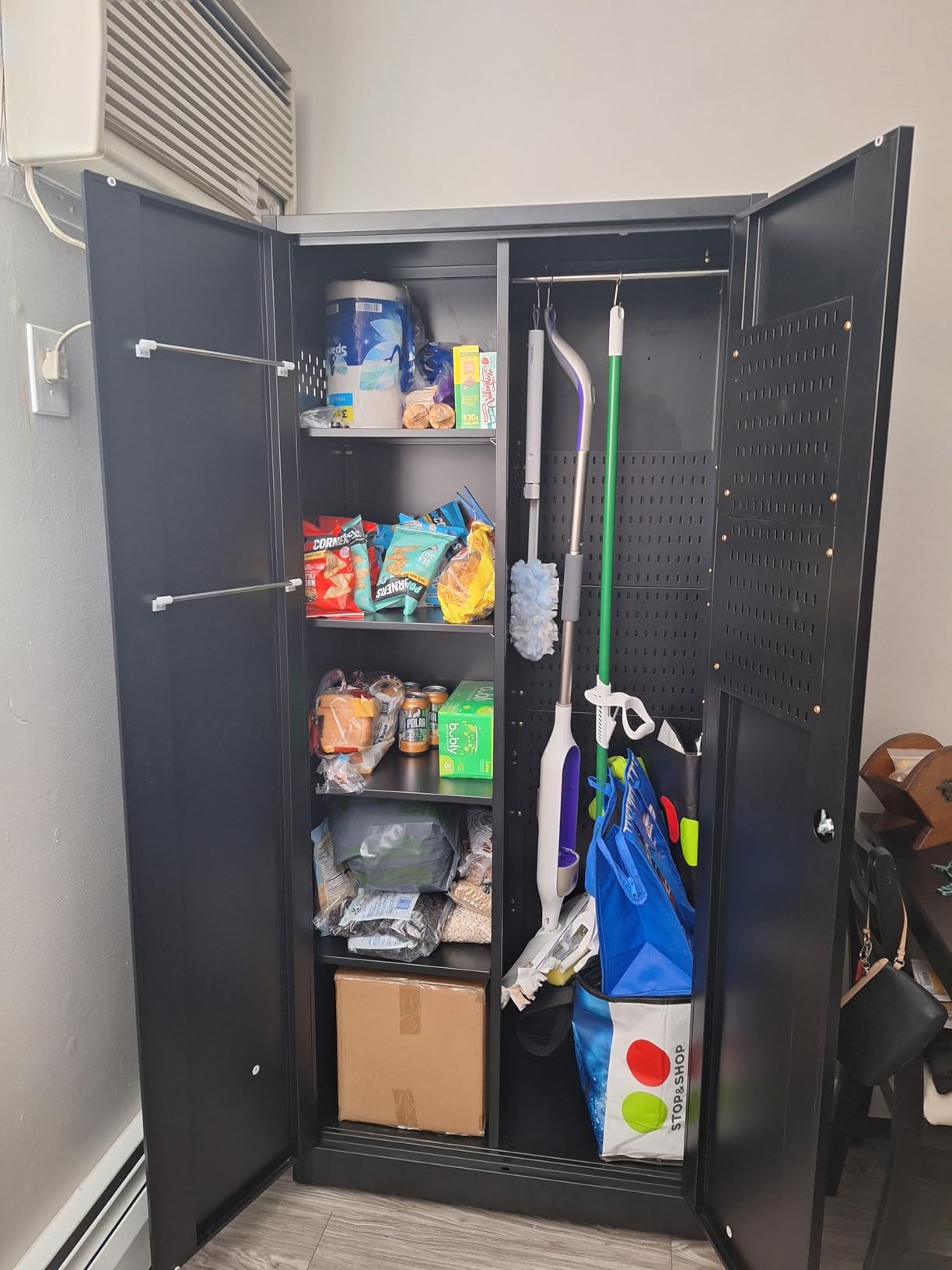 Garage Storage Cabinet with 2 Drawers and Pegboard, Locking Metal Storage Cabinet with Doors and 2 Adjustable Shelves, 71 inch H Steel Tool Cabinets for Garage, Home, Black, Assembly Required customer photo 2