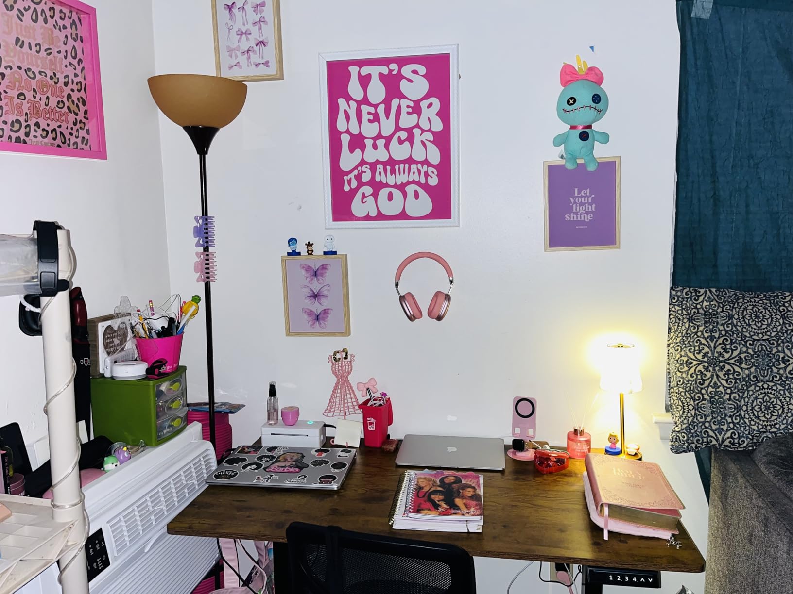 Furmax Electric Standing Desk, 45 x 24 Inches Sit Stand up Desk, Sit Stand Height Adjustable Home Office Desk with 4 Height Position Memory - with Splice Board (Rustic Brown, 45) customer photo 1