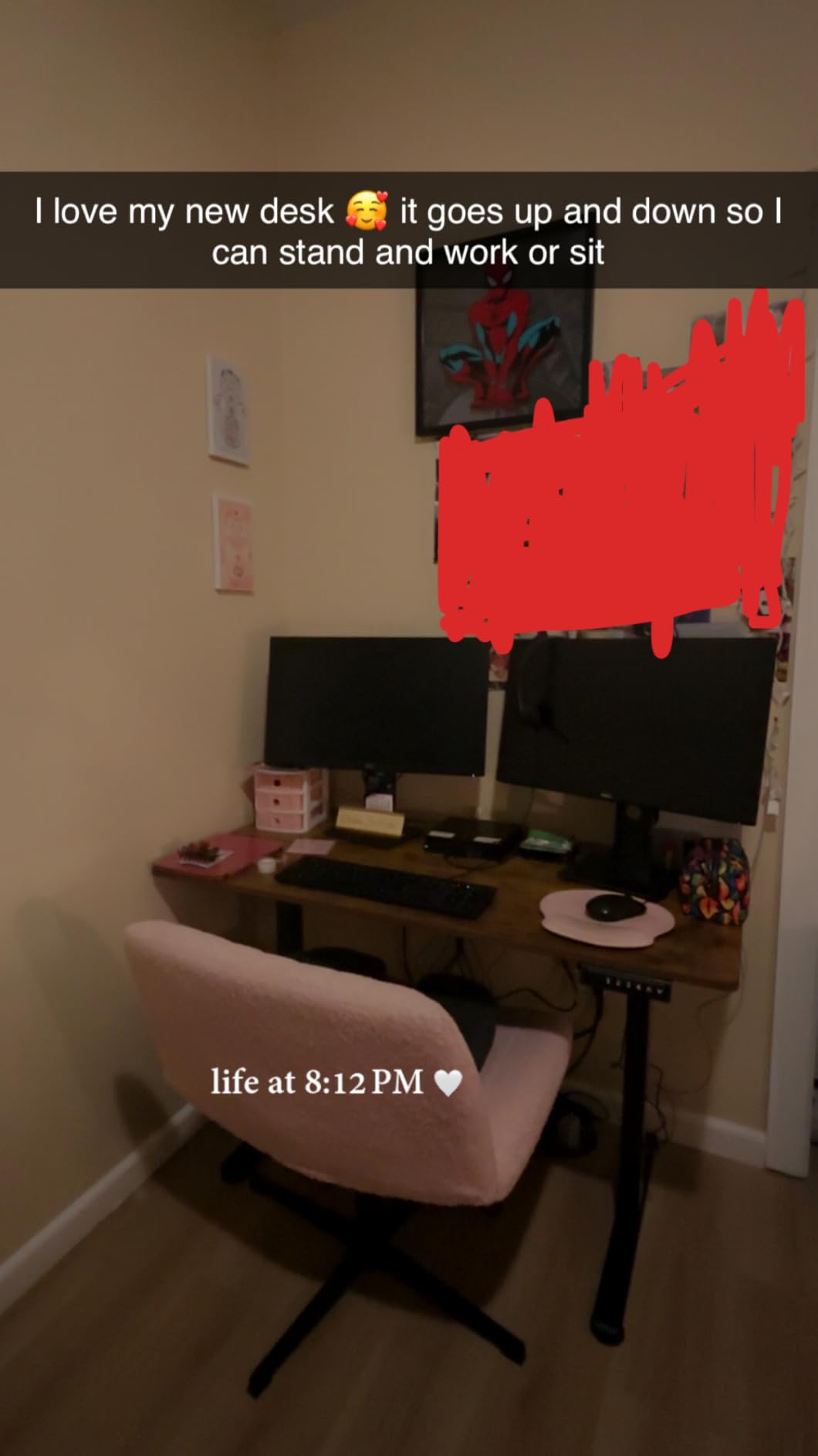 Furmax Electric Standing Desk, 45 x 24 Inches Sit Stand up Desk, Sit Stand Height Adjustable Home Office Desk with 4 Height Position Memory - with Splice Board (Rustic Brown, 45) customer photo 2