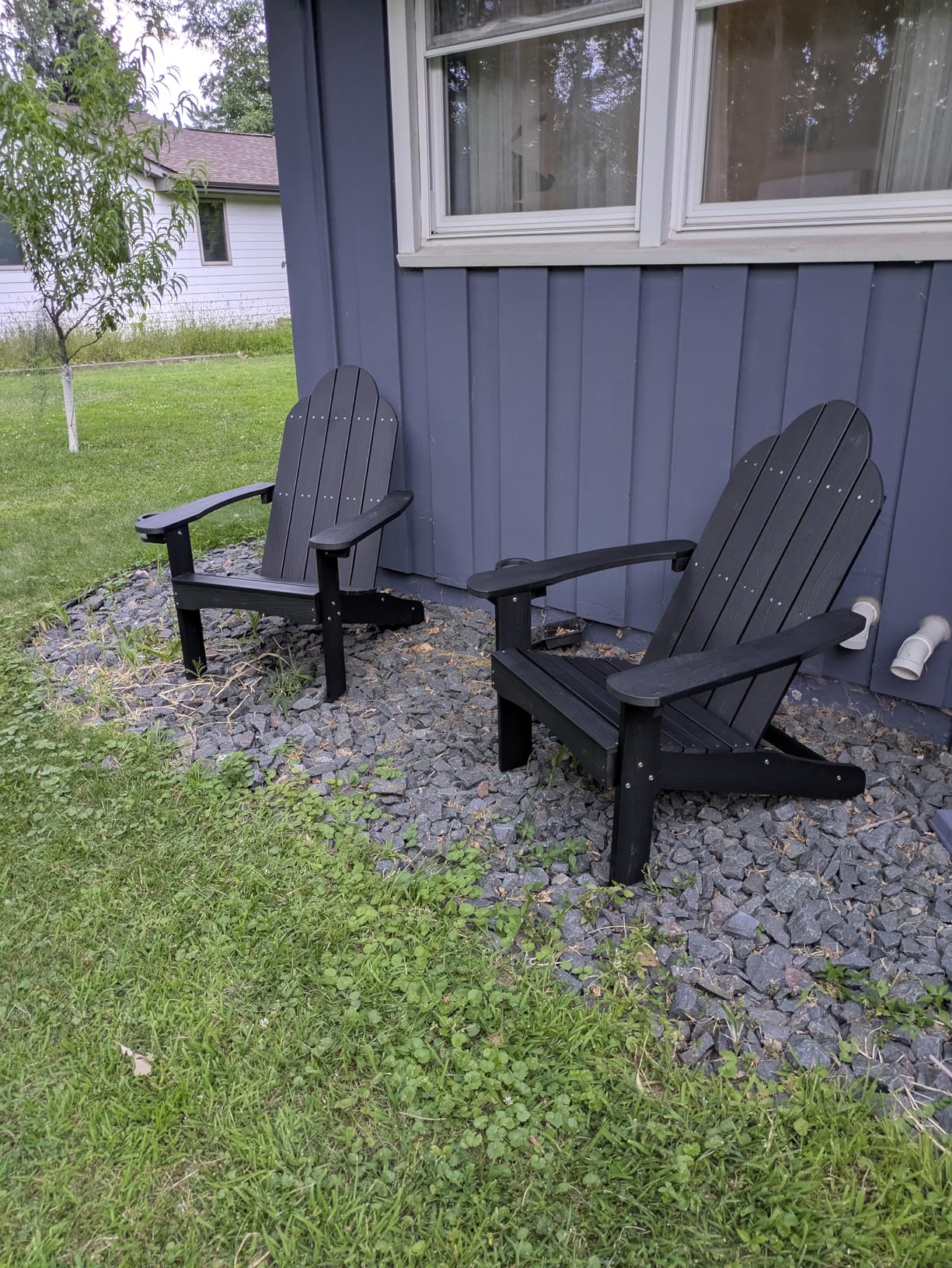LUE BONA HDPE Adirondack Chairs Set of 4 - Weather Resistant Seating with Cup Holder for Patio, Fire Pit, Deck & Resort Garden, Black customer photo 2