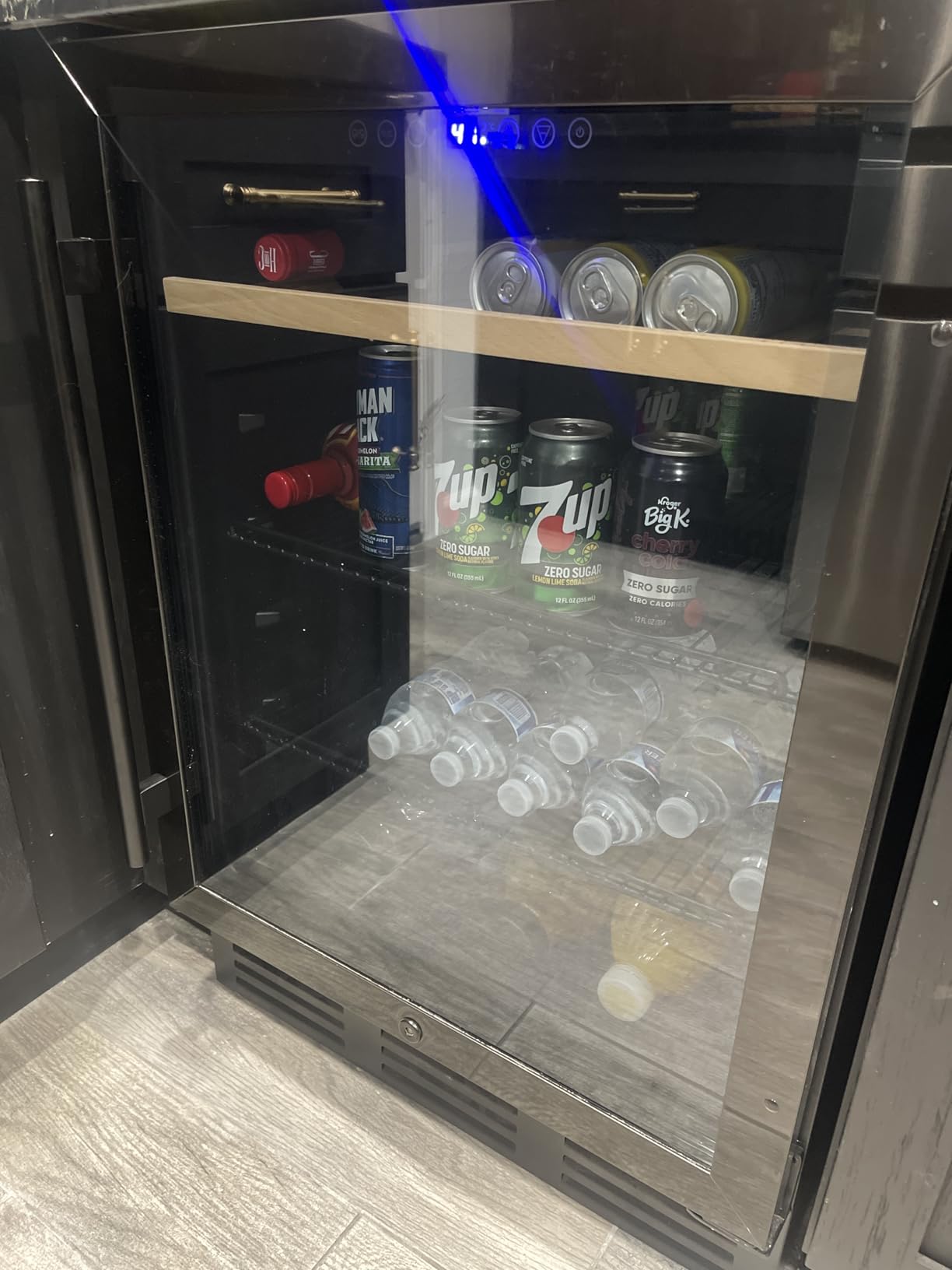 24 In Beverage Refrigerator, 112 Cans & 8 Bottles Wine Fridge with Double-Layer Glass Door, Built-In or Freestanding Wine and Beverage Refrigerator, Under Counter Fridge for Home/Bar/Cafe customer photo 1