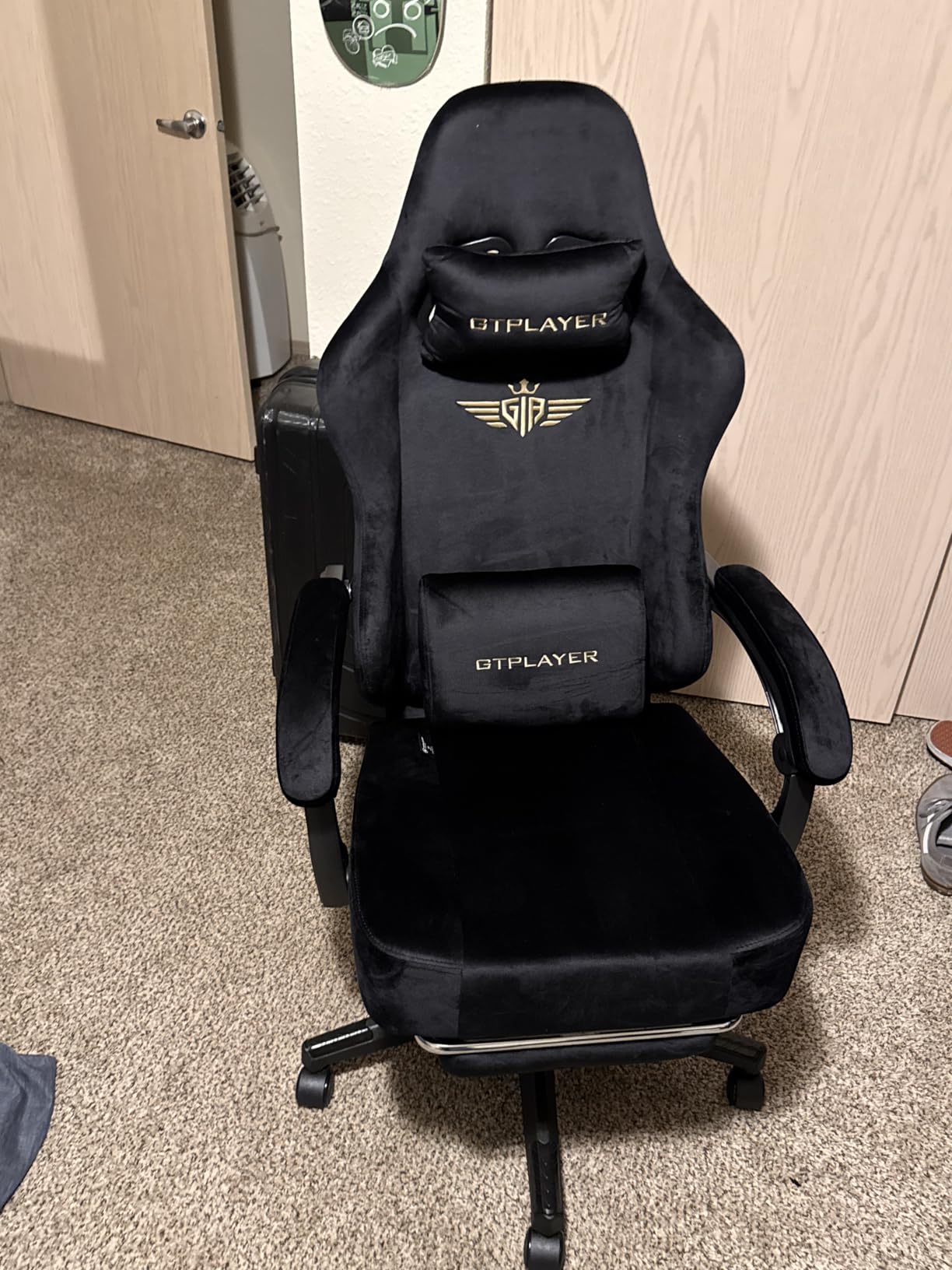 GTPLAYER Gaming Chair Fabric with Pocket Spring Cushion, Big and Tall Gamings Chairs 350LBS High Back Computer Chair with Footrest for Adults Lumbar Support Swivel Game Chair for Office Light Black customer photo 1