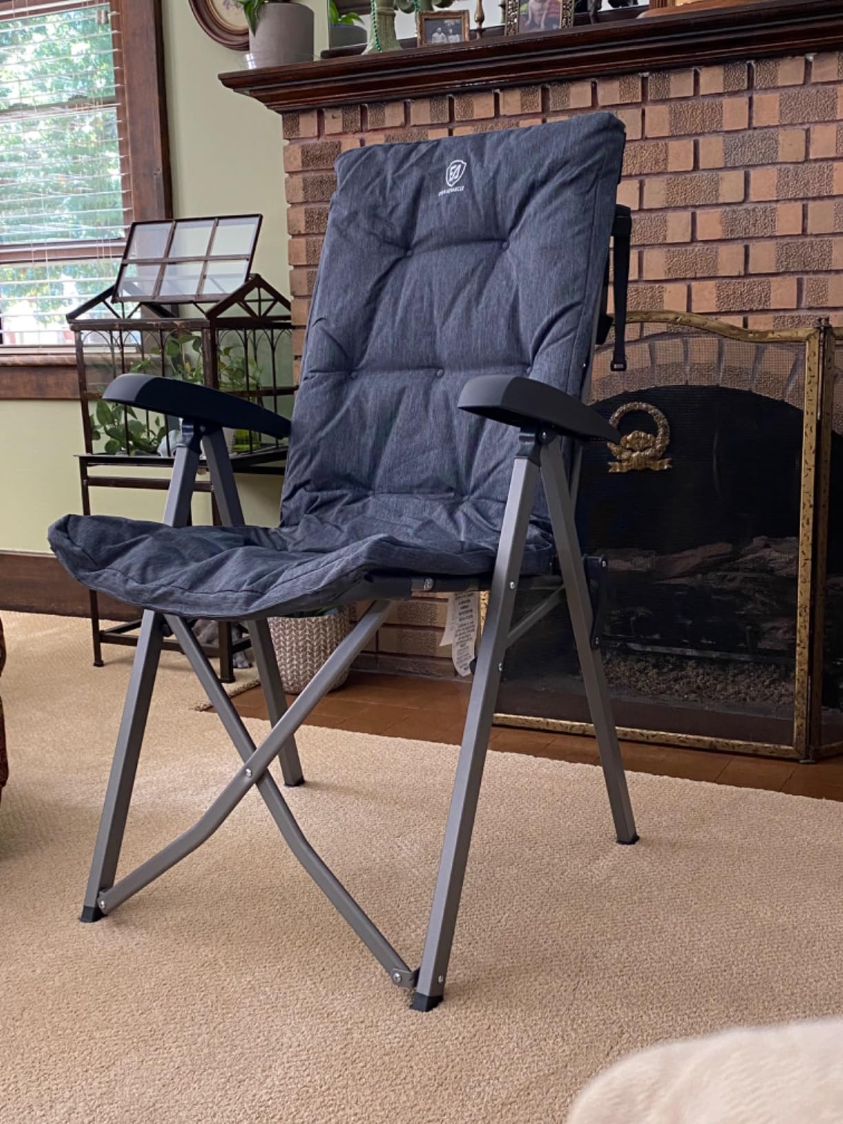 EVER ADVANCED Luxury Camping Chairs 2 Set for Adults Heavy Duty High Back Oversized Folding Garden Chair Comfy Padded Loadable 330LBS Adjustable Dining Chairs 4-Position Recliner Chair Grey customer photo 2