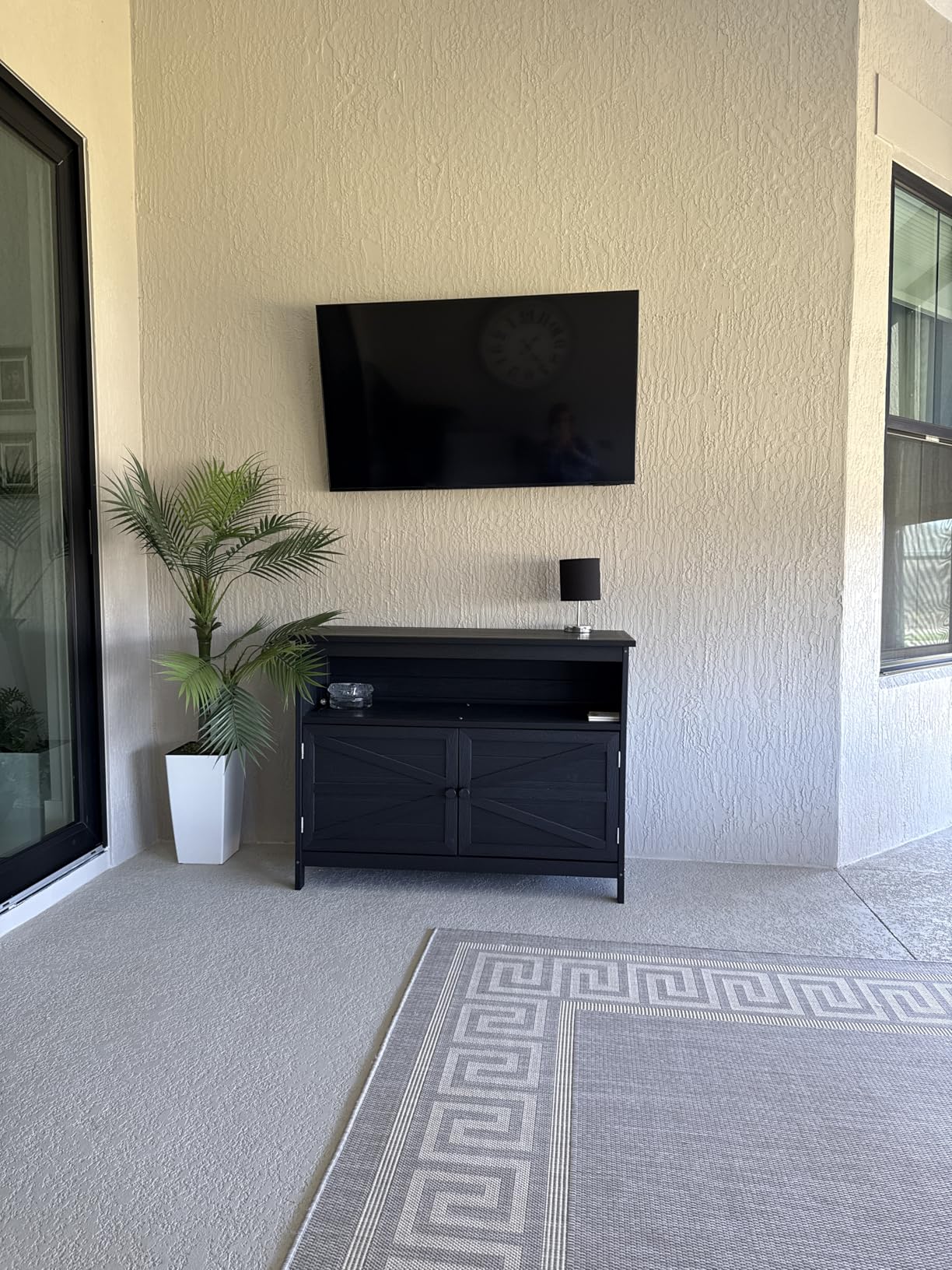 HIPS All-Weather Outdoor Storage Cabinet,Outdoor Sideboard with Magnetic Doors,3-Shelves Patio Storage Cabinet, Used for Garden,Buffet Cabinet,TV Stand, Bar Table,Balcony customer photo 1