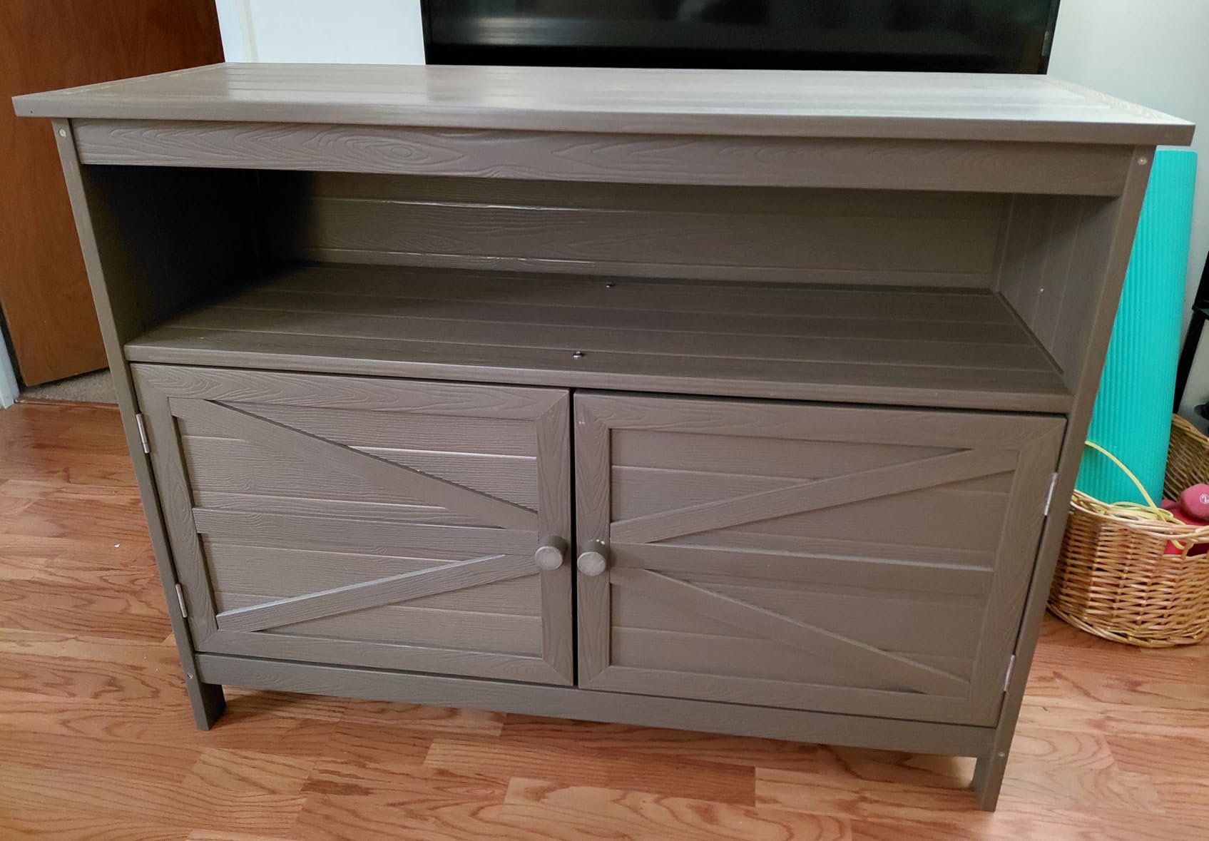 HIPS All-Weather Outdoor Storage Cabinet,Outdoor Sideboard with Magnetic Doors,3-Shelves Patio Storage Cabinet, Used for Garden,Buffet Cabinet,TV Stand, Bar Table,Balcony customer photo 2