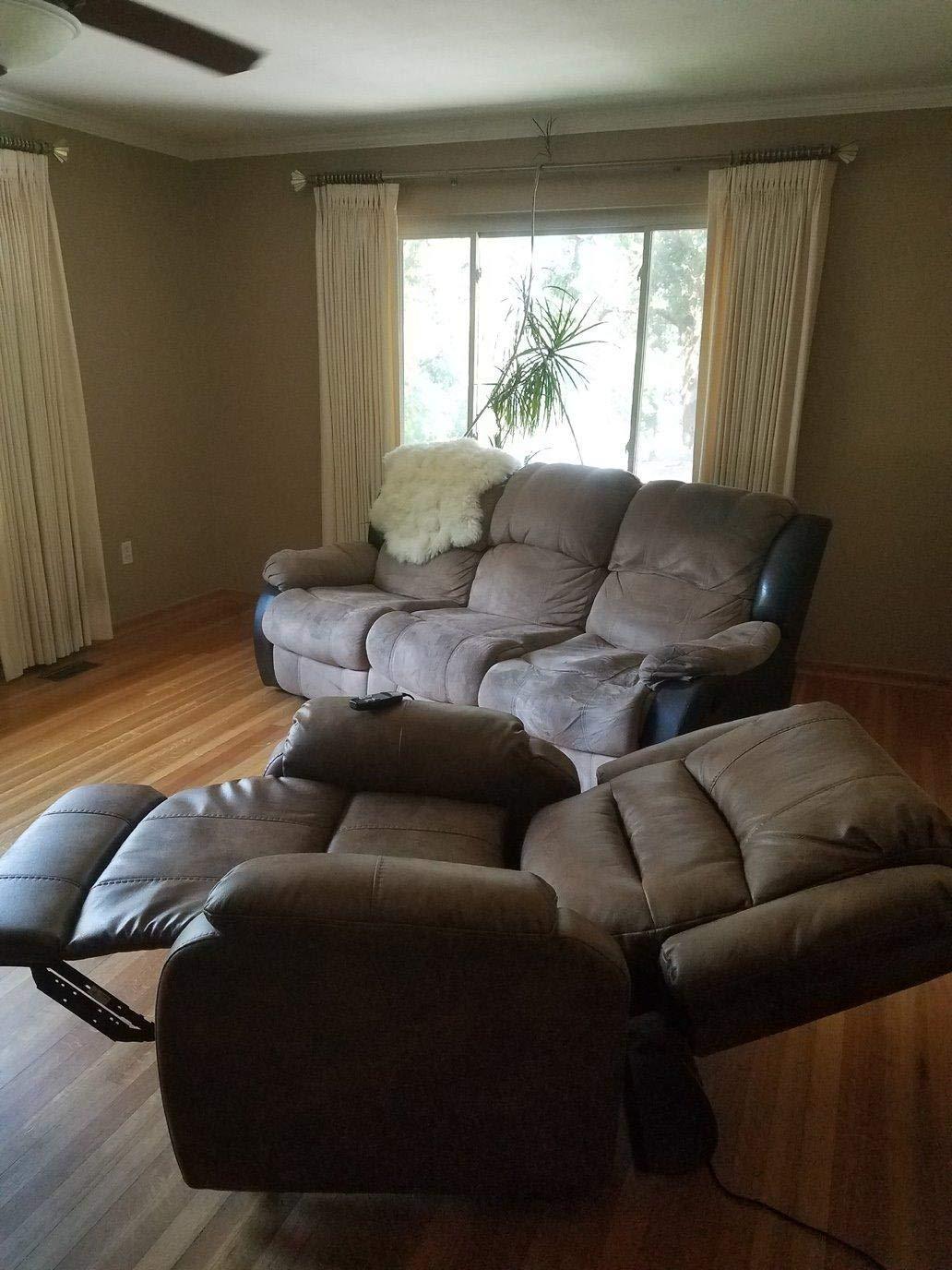 Signature Design by Ashley Crestmeade Modern Dual Motor Power Lift Recliner with Adjustable Backrest, USB Ports, Heat and Massage Function, Light Brown customer photo 2