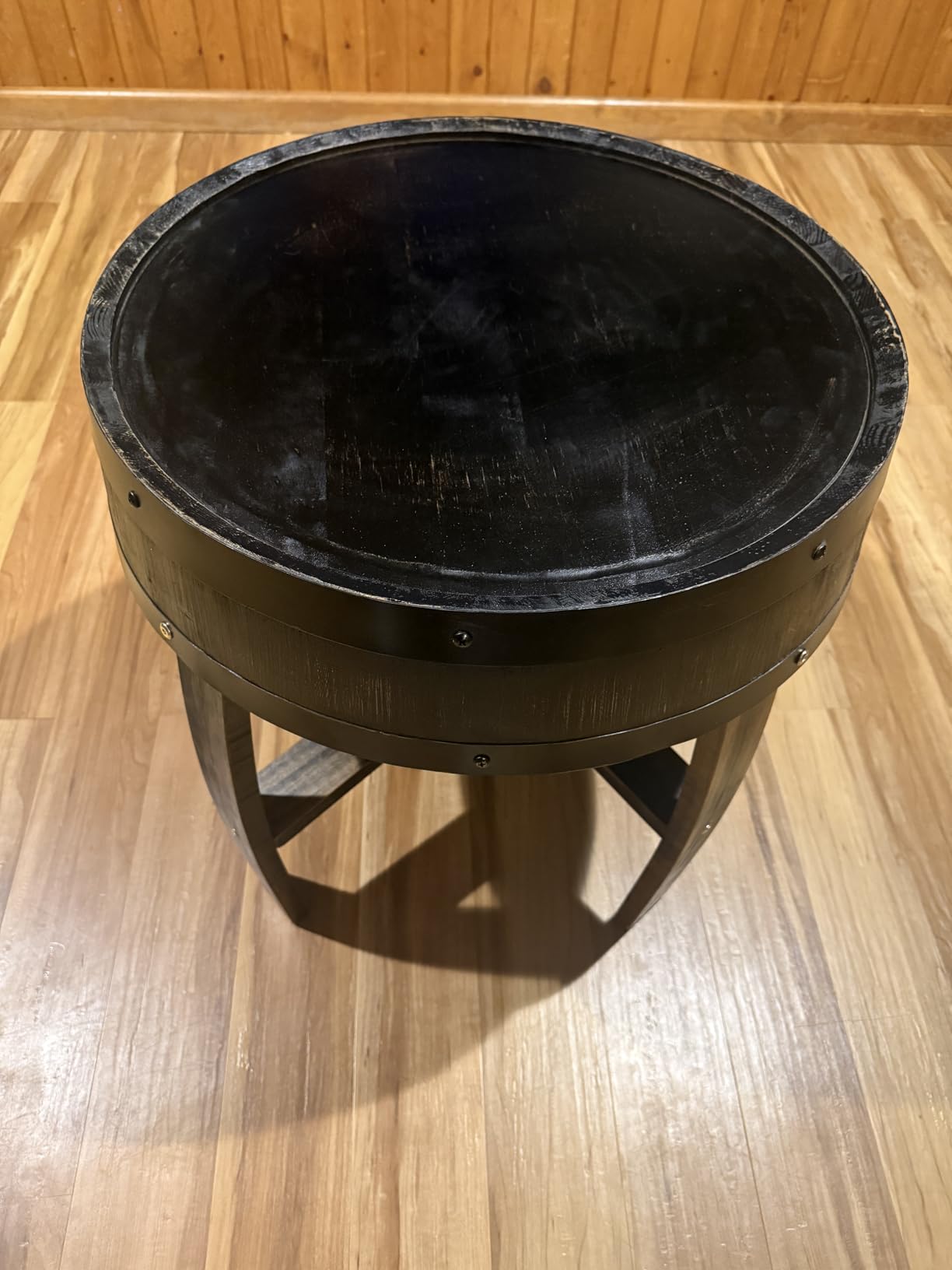 Whiskey Barrel End Table, Rustic Farmhouse Round Coffee Side Table, 22.2 Inch Handcrafted Oak Wine Barrel Decor - Unique Father's Gift for Dad(Black) customer photo 2