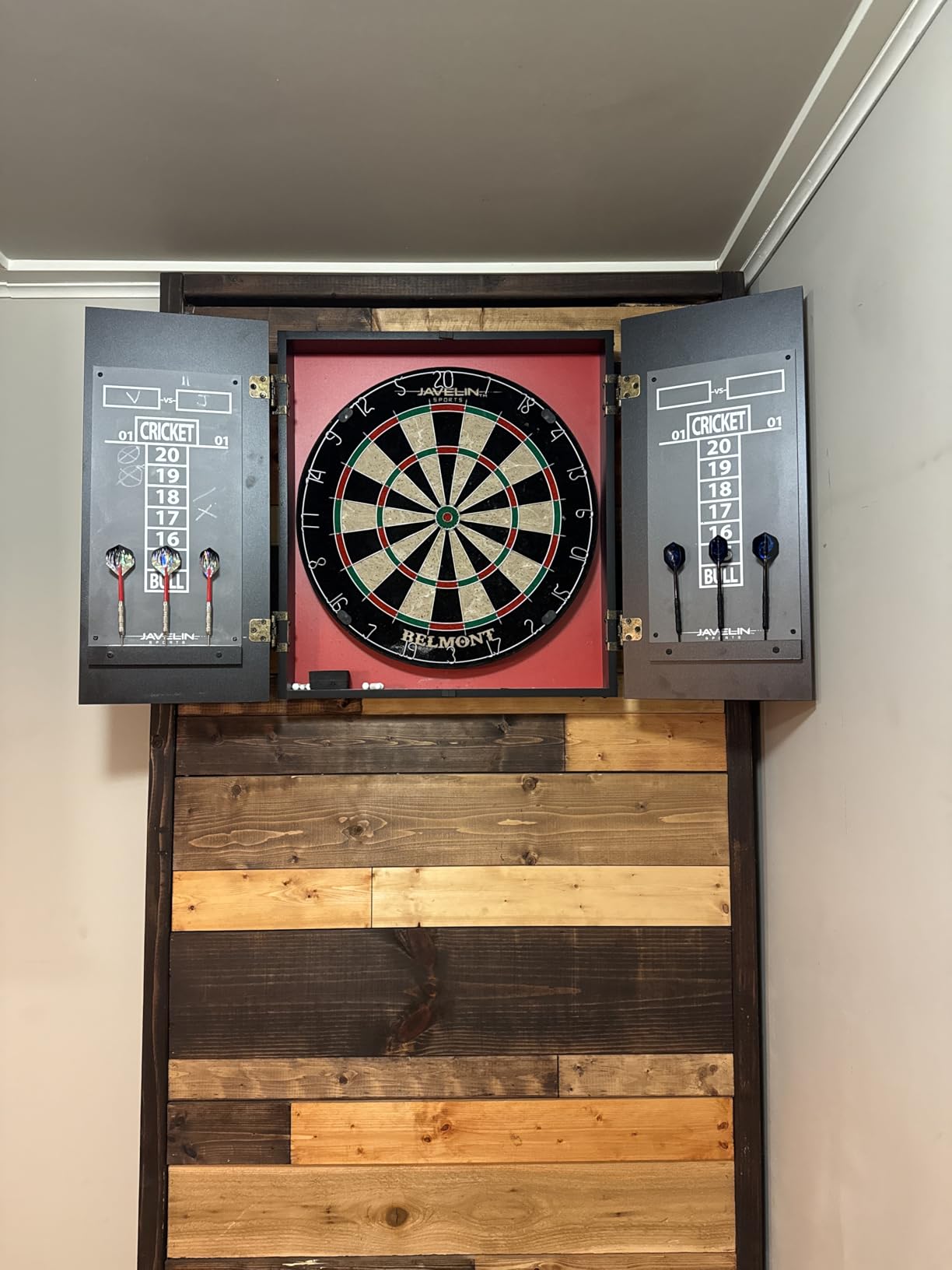 EastPoint Sports Official Size Dart Board Cabinet Set- Easy-Assembly & Complete with 6 Deluxe Steel Tip Darts and Accessories -Premium Darts Set with Scoreboard for Bar Games & Indoor Games customer photo 2