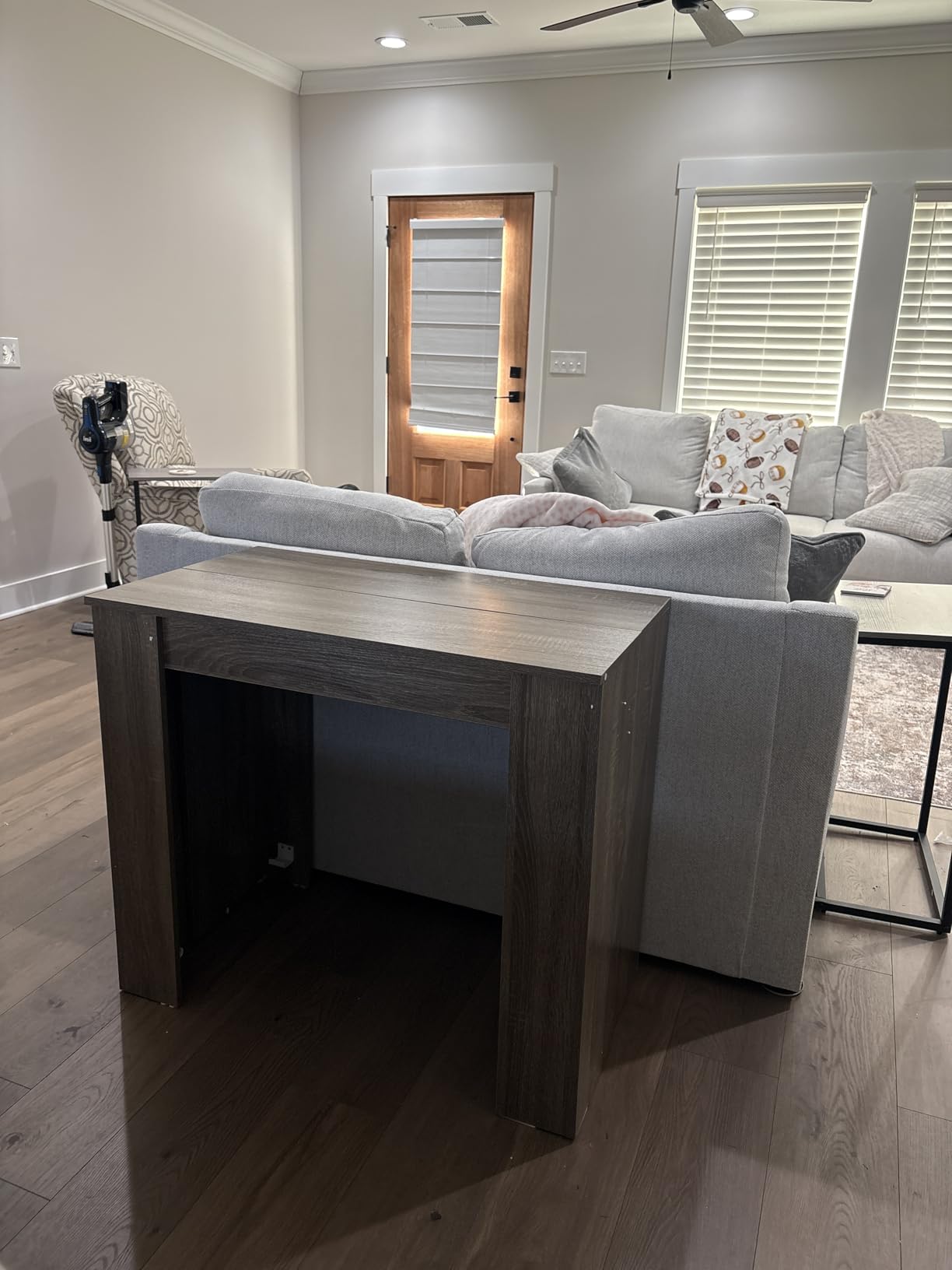 Extendable Dining Table, Transformer Folding Console Table for 10-12 People, Space Saving Dining Room Table for Apartments & Homes, Walnut customer photo 2