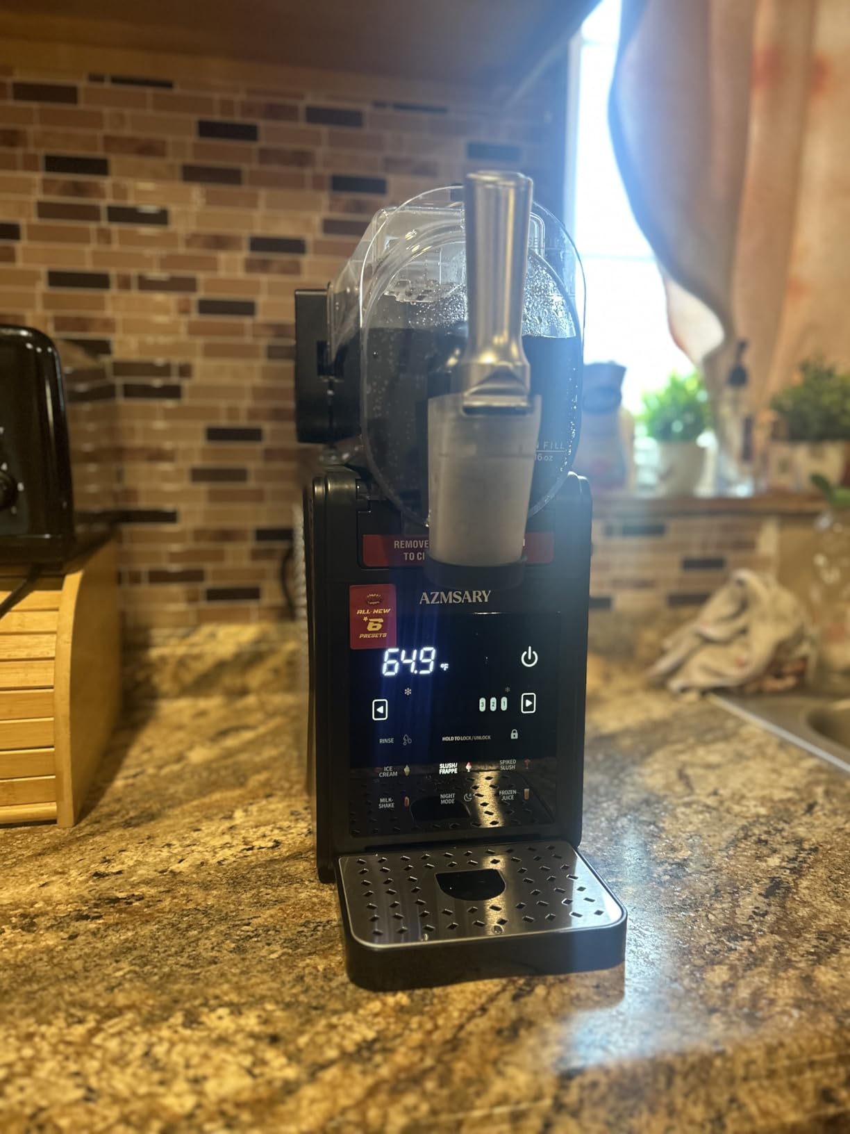 Slushie Machine, 85oz Ice Cream Machine & Slushy Machine for home, with LED Display, 6 Preset Programs for Margaritas, Frappés, Milkshakes, and Soft Serve, Automatic Cleaning, No Ice Needed customer photo 1