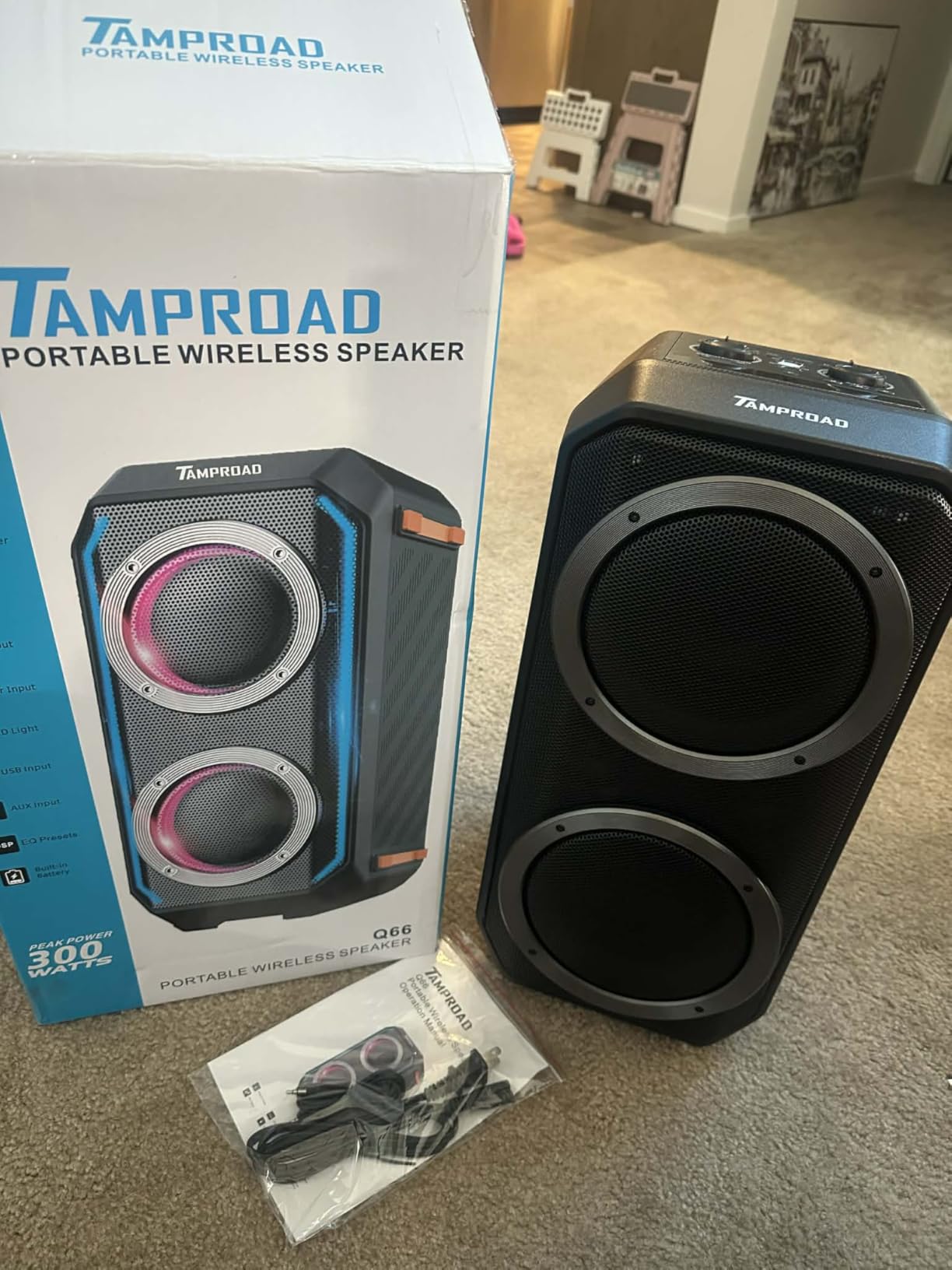 Bluetooth Speaker, 300W Peak Power Wireless Boombox Speakers with Deep Bass, Portable Loud Stereo Sound Large Subwoofer with Led Light Show for Party Outdoor Camping customer photo 2