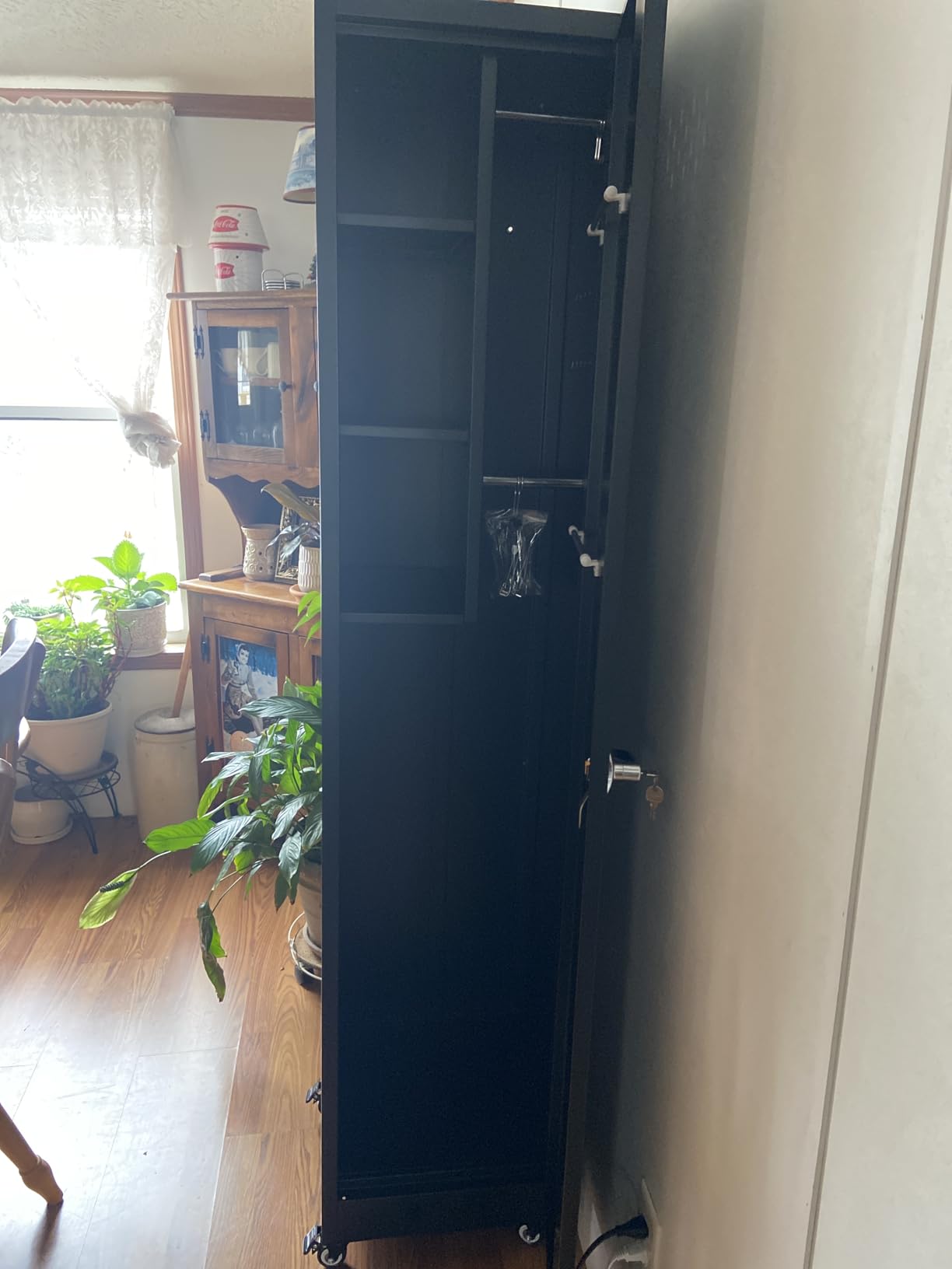 Garage Storage Cabinet with Wheels and 2 Drawers, 71 inch H Locking Metal Storage Cabinet with Pegboard Doors and 2 Adjustable Shelves for Garage, Warehouse, Home, Black, Assembly Required customer photo 1