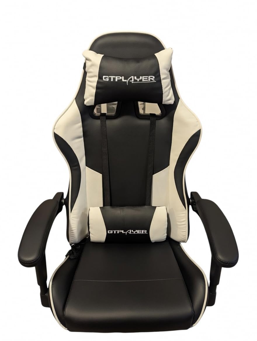 GTPLAYER Gaming Chair, Computer Chair with Footrest and Lumbar Support, Height Adjustable Game Chair with 360-Swivel Seat and Headrest and for Office or Gaming (Pearl White) customer photo 1