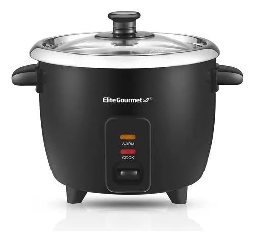 Elite Gourmet ERC003BX Electric Rice Cooker with Automatic Keep Warm Makes Soups, Stews, Grains, Hot Cereals, 6 Cups Cooked (3 Cups Uncooked), Black customer photo 1