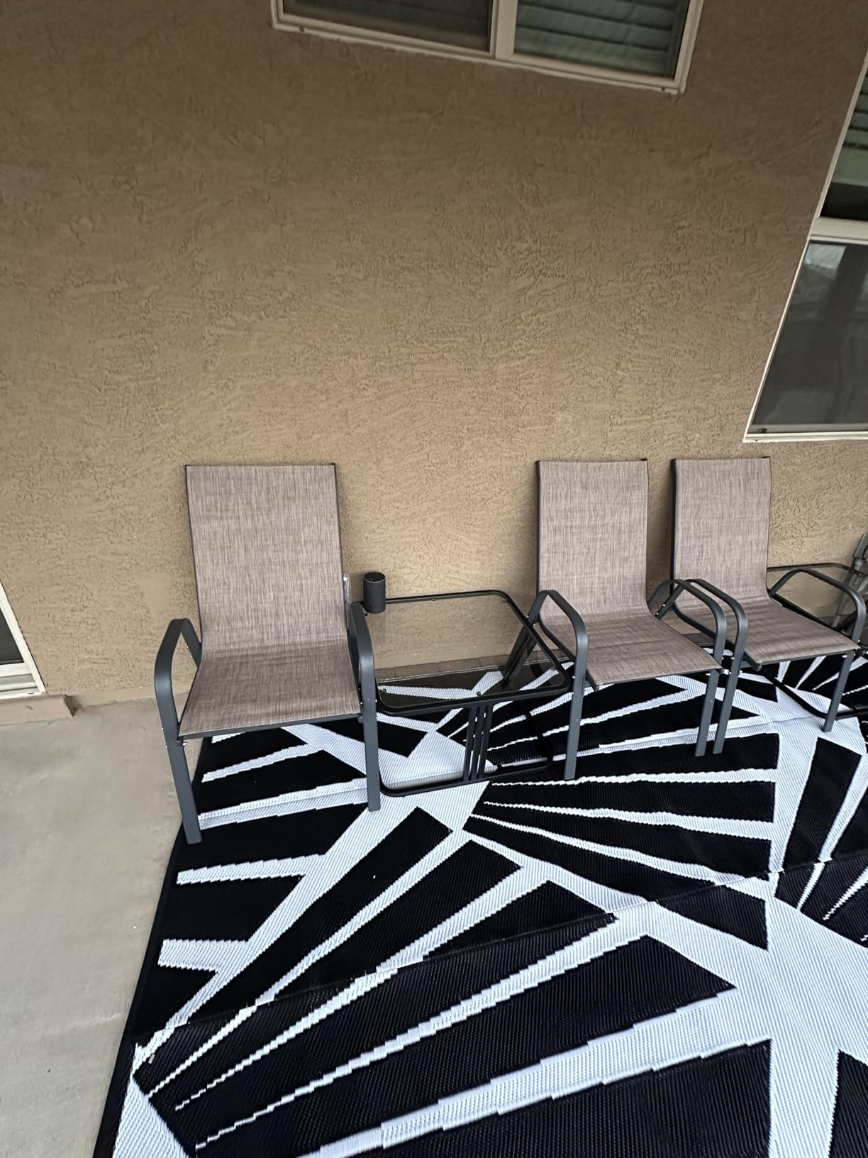 JEAREY Patio Dining Chairs Set of 4, Outdoor Stackable Dining Furniture Set, All Weather Dining Set for Lawn, Garden, Poolside, Beige customer photo 1