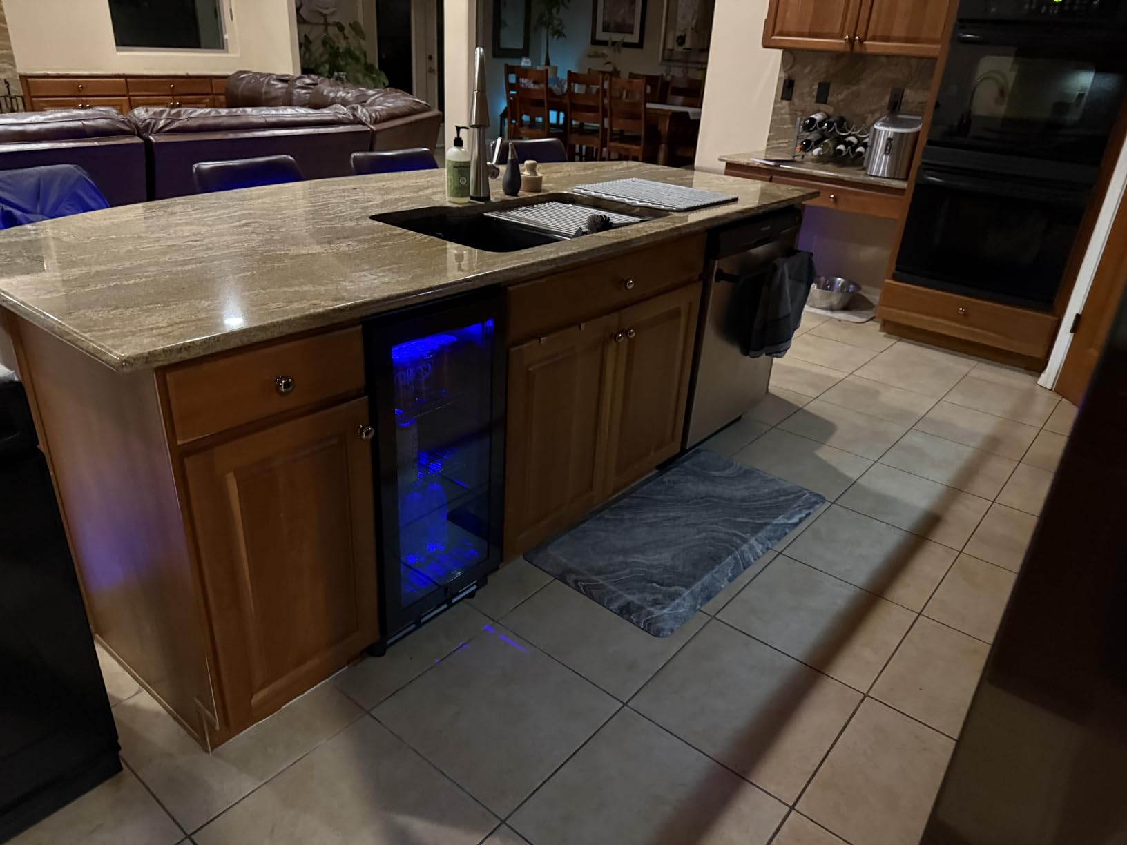 15 Inch Beverage Fridge, 132-Can Capacity Under Counter Refrigerator with Blue LED Display, Beverage Refrigerator with Glass Door & Adjustable Shelves for Home, Bar, Office (Black) customer photo 2