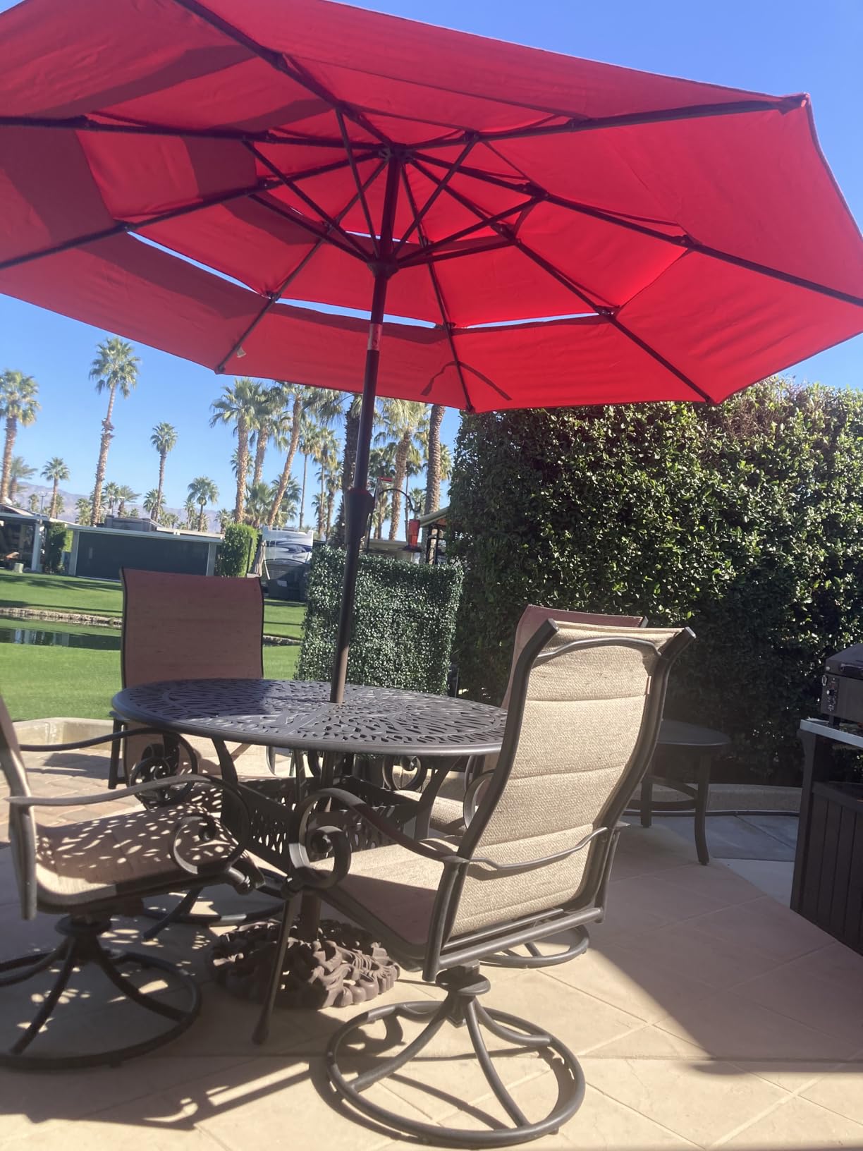 Kingdura 10ft 3-Tier Patio Umbrella with Solar Lights, Table Umbrella Outdoor Patio with Easy Crank & Tilt customer photo 2