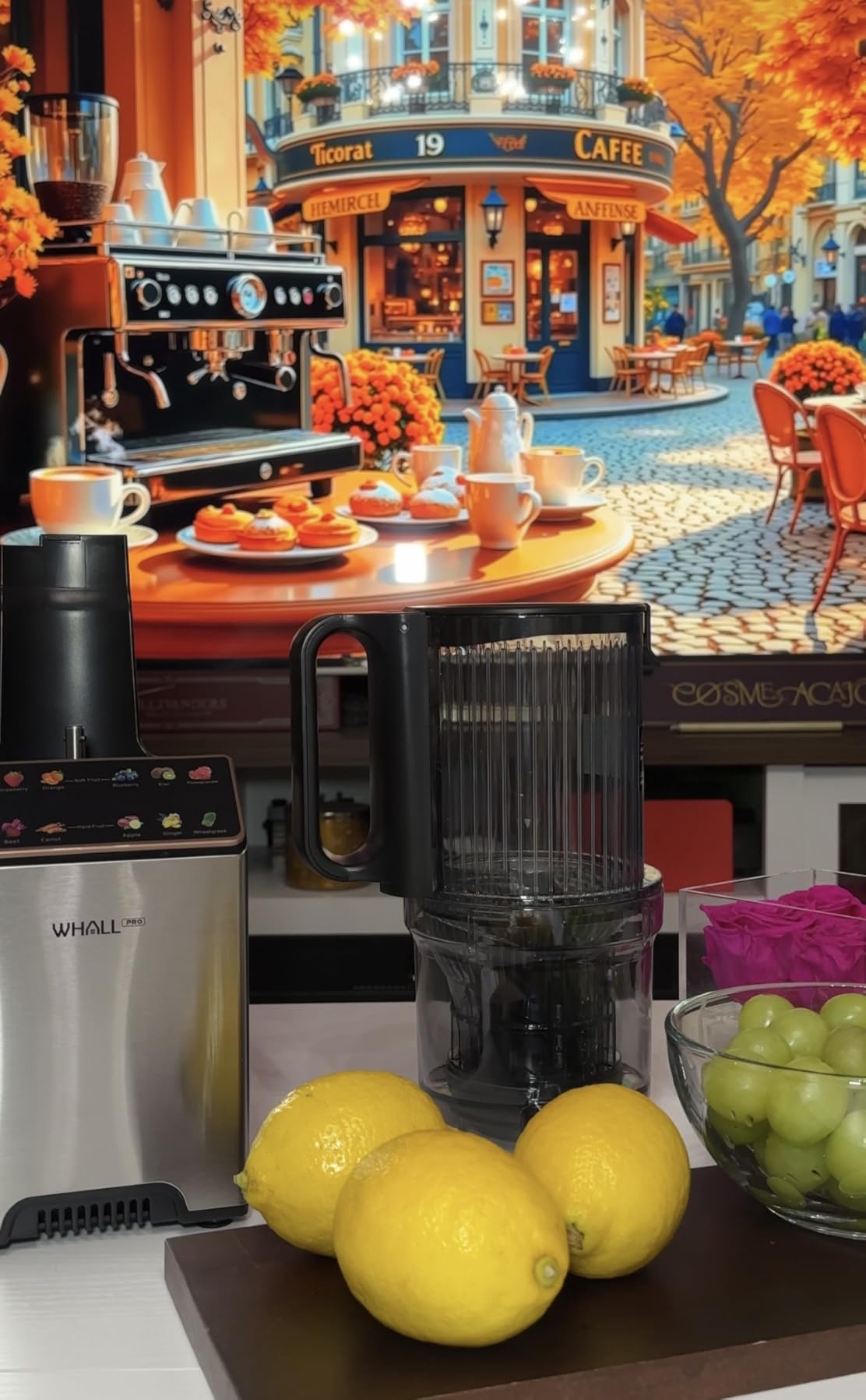 Cold Press Juicer, Touchscreen Juicer Machines with 4.5'' Wide Feed Chute, Stainless Steel Masticating Juicers Easy to Clean, Ergonomic Operational Panel Design, High Juice Yield, Steel customer photo 1