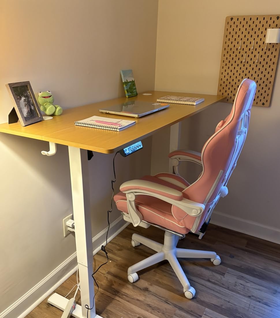 DUMOS 40 Inch Electric Standing Desk Height Adjustable, Sit to Stand Up Computer Workstations Work PC Table Home Office Study Writing Gaming Desks with Memory Presets for Walking Pad, Bedroom, Rustic customer photo 2