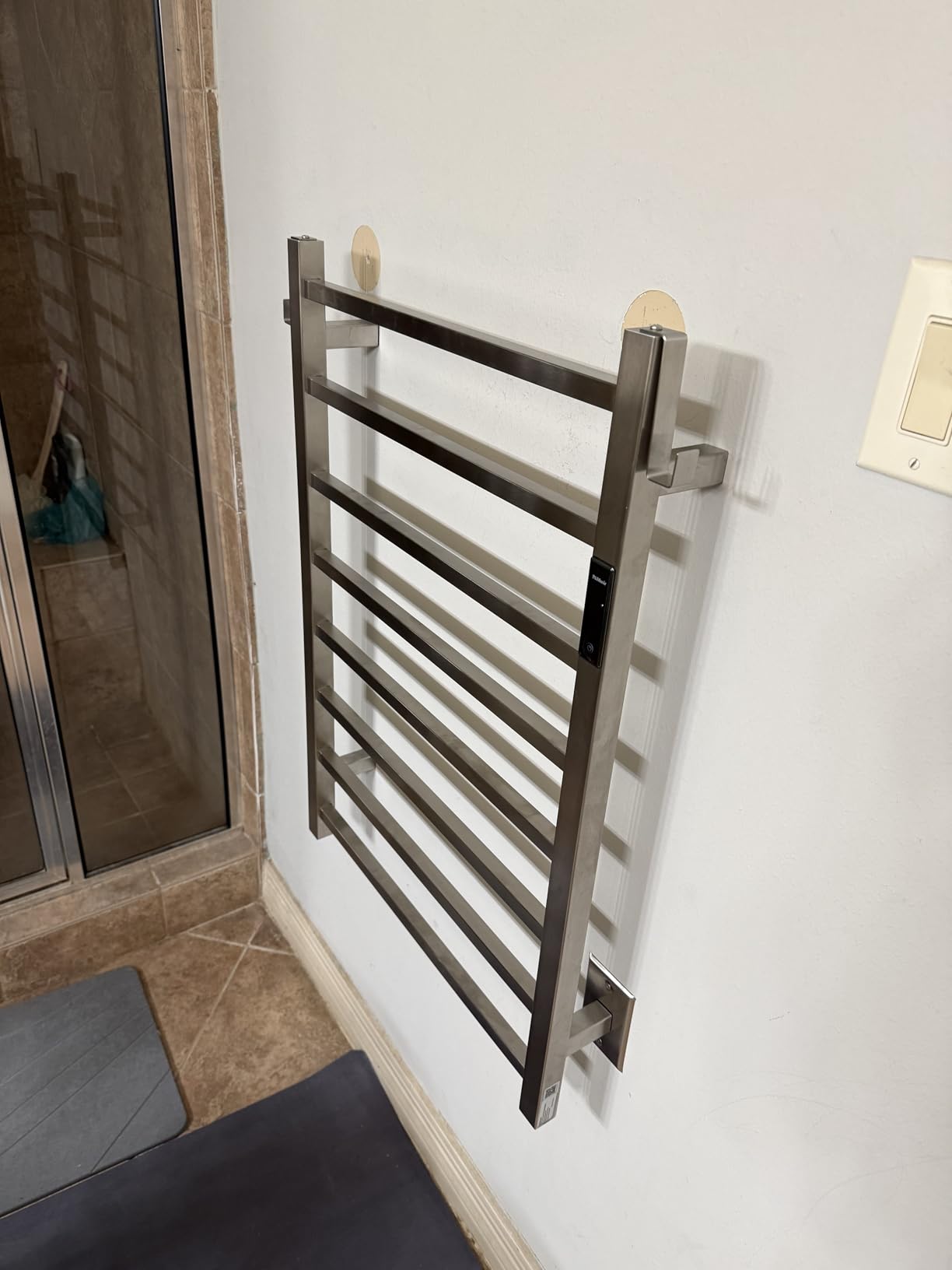 Square Bar Towel Warmer, Heated Towel Rack with Smart Timer and Thermo Control, Wall-Mounted Heated Towel Rail, Stainless Steel, Hard-Wired/Plug-in, 8 bar, Brushed customer photo 2