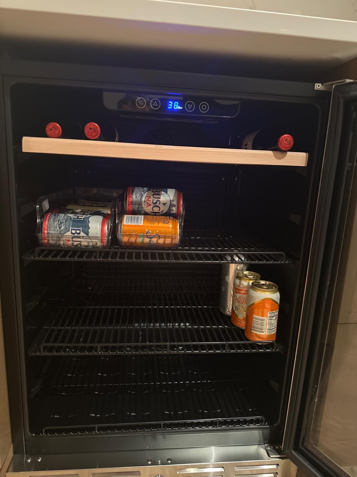 Kalamera 24 inch Wine Fridge Hold 21 Bottles and 75 Cans, Dual Zone Wine and Beverage Refrigerator, Built-In or Freestanding with Blue LED Light, for Home/Bar/Office customer photo 2