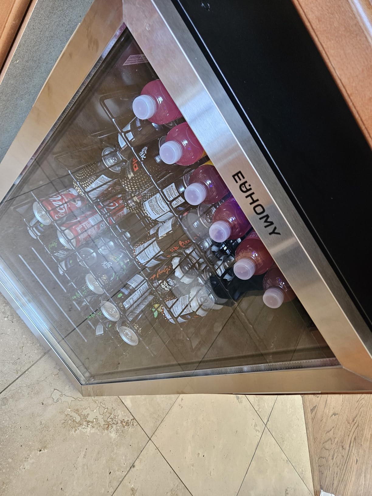 EUHOMY Mini Fridge 130 Can Beverage Refrigerator Cooler Glass Door for Soda Wine Beer, Beverage Cooler for Home, Bar, Office with Digital Temperature Control Adjustable Shelves, 3.2 Cu.Ft, Silver customer photo 2