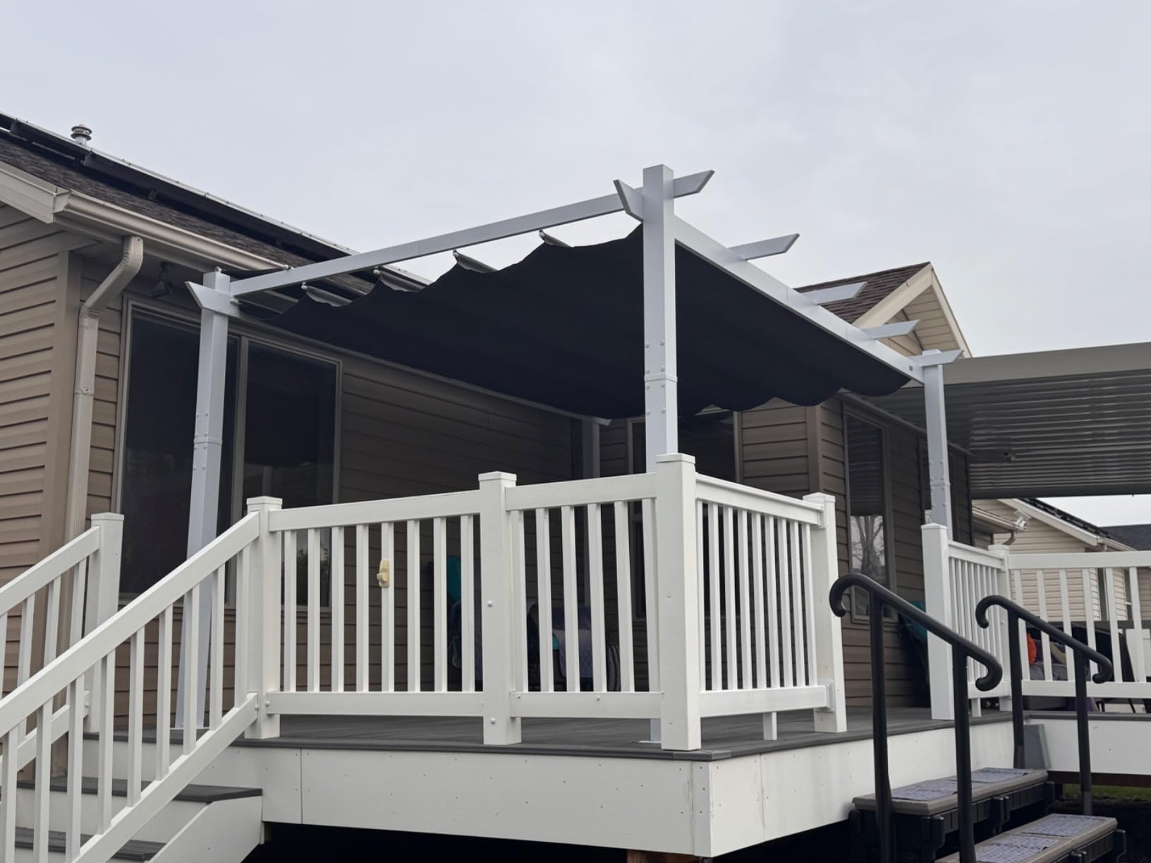PURPLE LEAF 10' x 13' Aluminum Outdoor Pergola Wind-Resistant Retractable Pergola with Double Sun Shade Canopy Heavy-Duty Metal Pergola for Patios Backyard Deck Garden, Khaki customer photo 2
