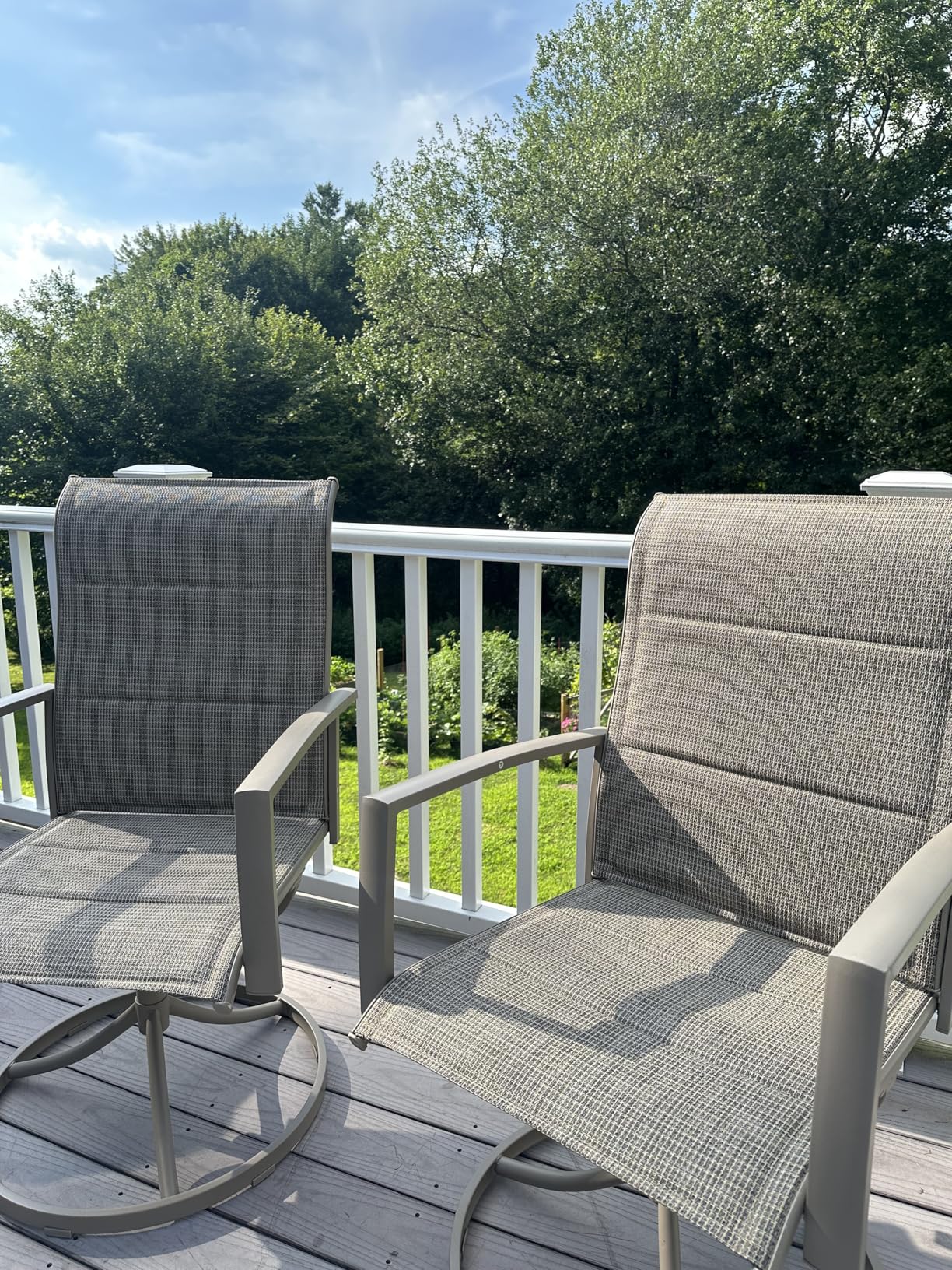 Swivel Patio Dining Chairs Set of 2, Outdoor Swivel Chairs with Armrests Metal Frame Patio Chairs Set for Backyard Garden Porch Lawn, Mixed Brown customer photo 1