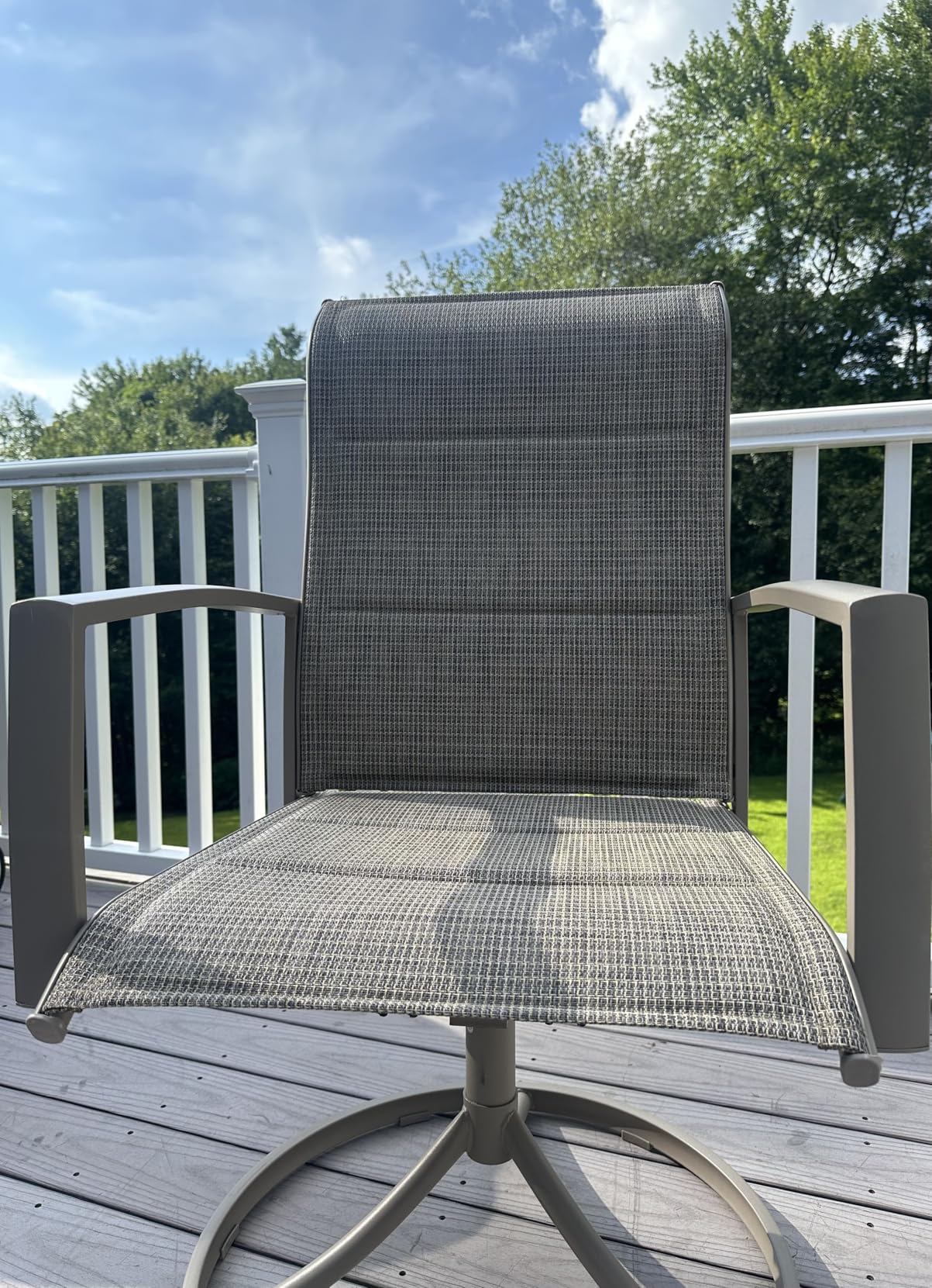 Swivel Patio Dining Chairs Set of 2, Outdoor Swivel Chairs with Armrests Metal Frame Patio Chairs Set for Backyard Garden Porch Lawn, Mixed Brown customer photo 2