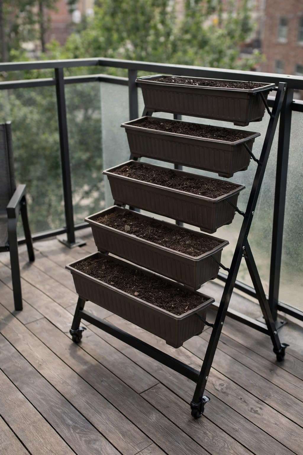 VECELO 5-Tier Vertical Garden Bed, Freestanding Elevated Raised Garden Planter with 5 Garden Planter Boxes, Lockable Caster Wheels, Drainage System, for Plants, Vegetables, Flowers, Herbs customer photo 2