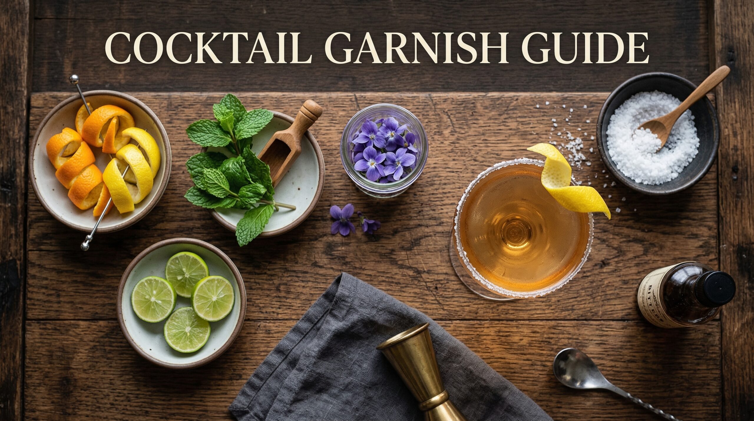 Cocktail Garnish Guide from Citrus Twists to Edible Flowers