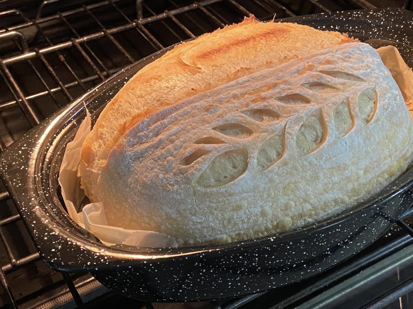 Granite Ware 13-inch oval roaster with Lid. Enameled steel design to accommodate up to 7 lb poultry/roast. Resists up to 932°F. Ideal for preparing meals for two! customer photo 1